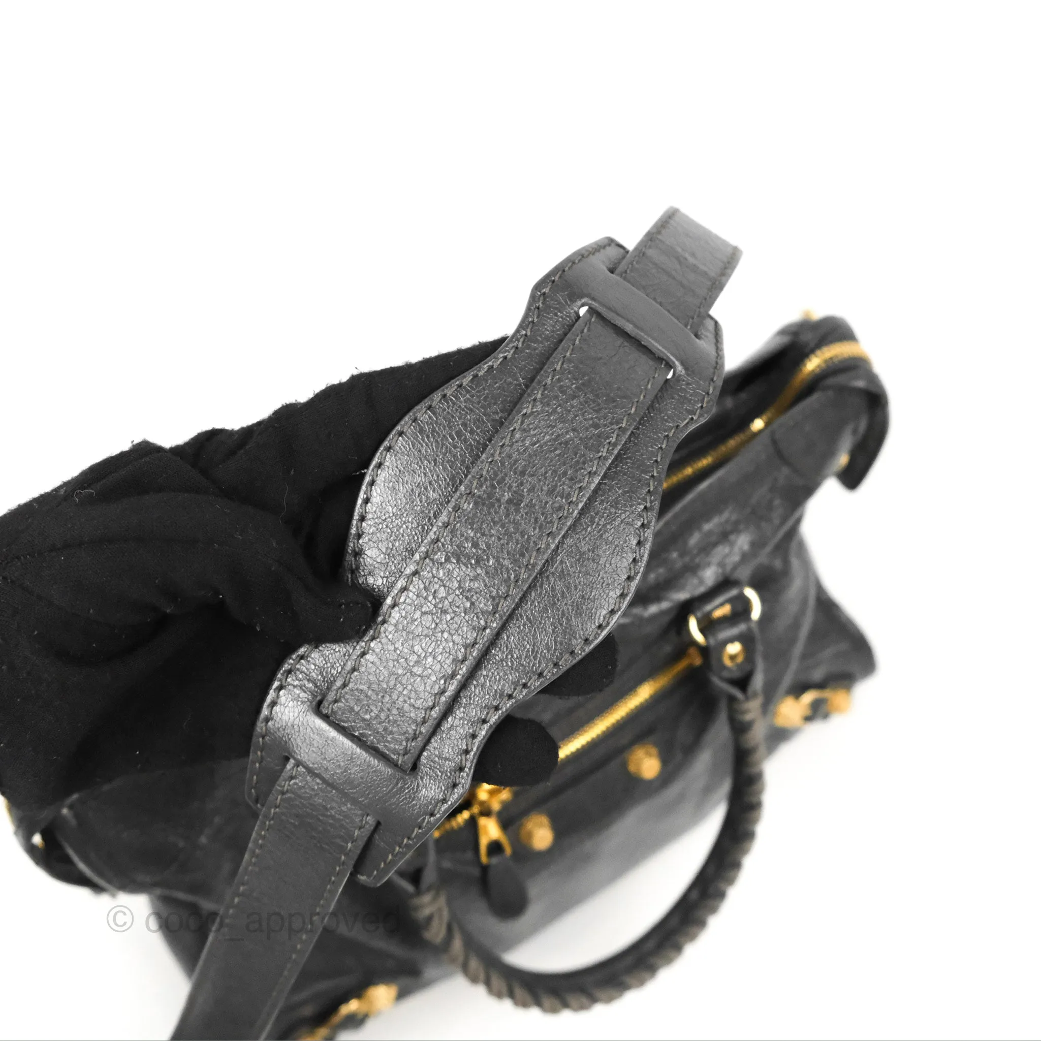 Balenciaga Classic Small City Bag Dark Grey Aged Calfskin Gold Hardware