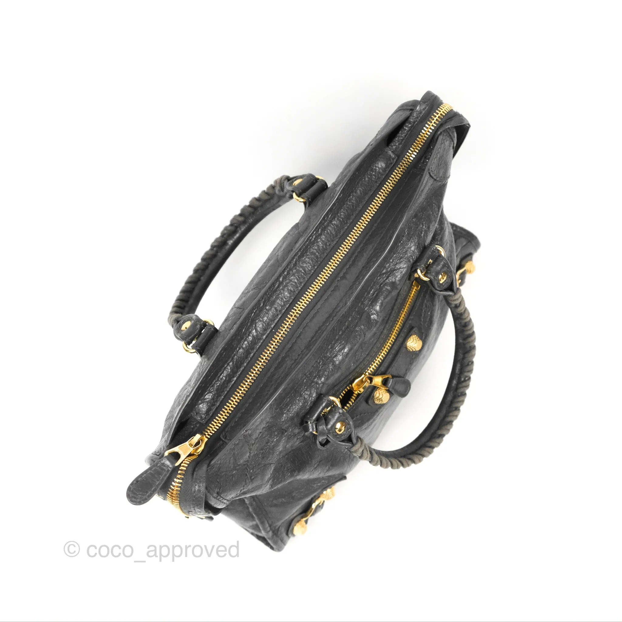 Balenciaga Classic Small City Bag Dark Grey Aged Calfskin Gold Hardware