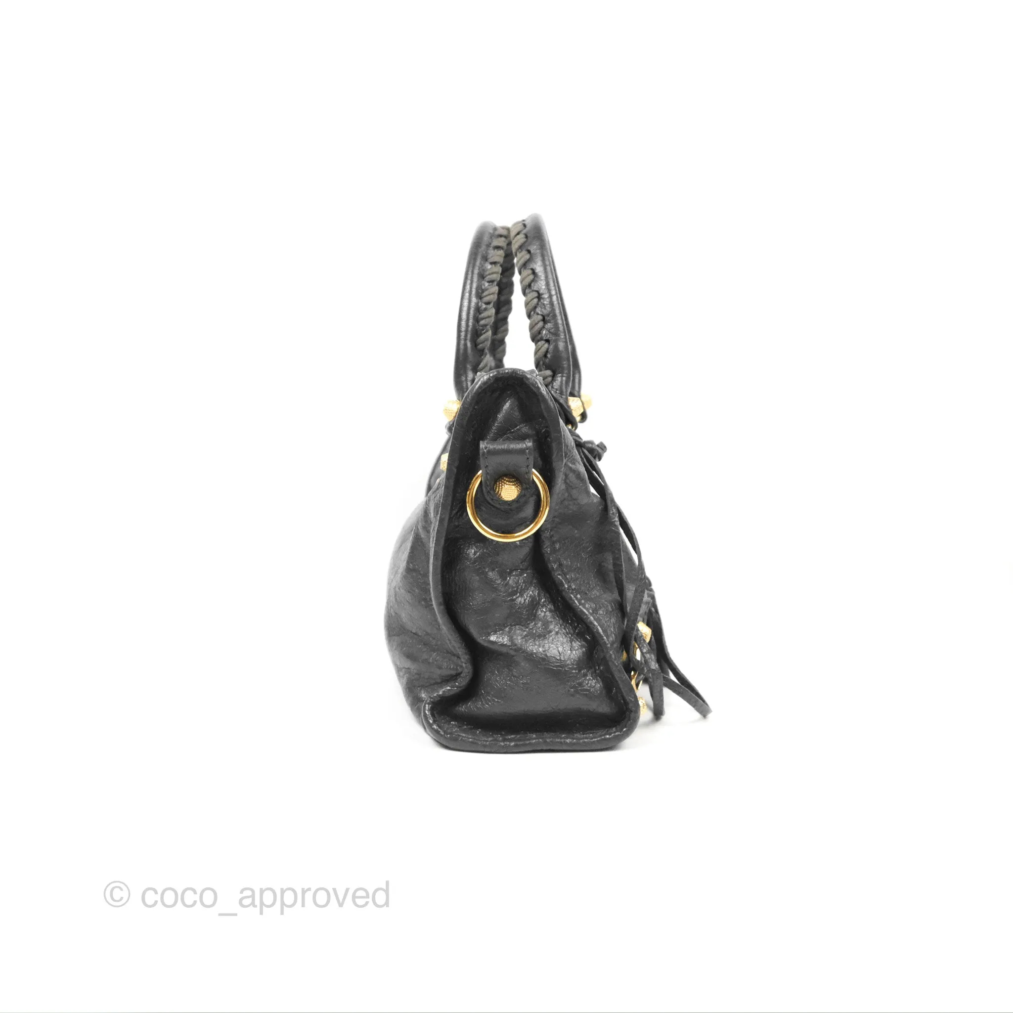 Balenciaga Classic Small City Bag Dark Grey Aged Calfskin Gold Hardware