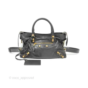 Balenciaga Classic Small City Bag Dark Grey Aged Calfskin Gold Hardware