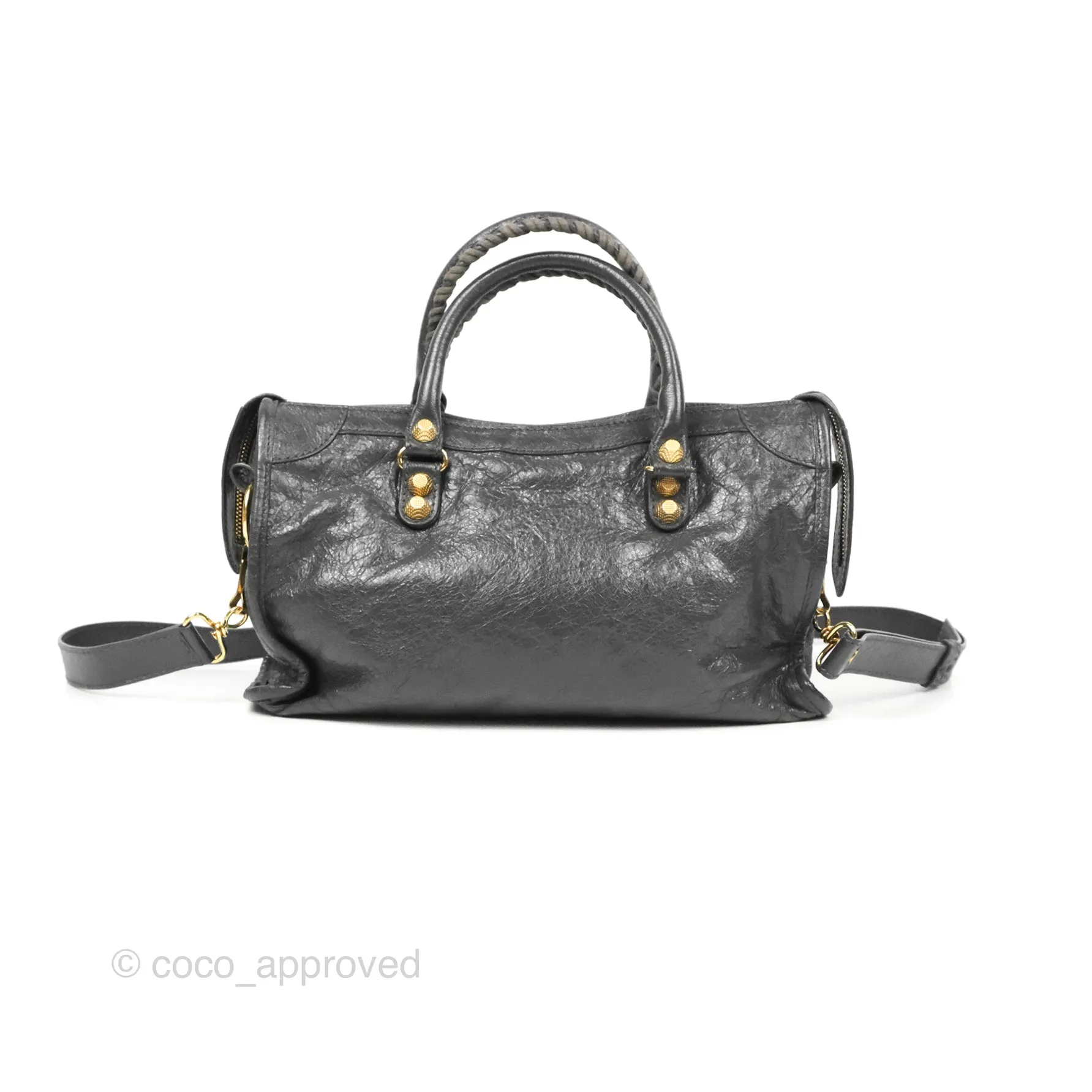 Balenciaga Classic Small City Bag Dark Grey Aged Calfskin Gold Hardware