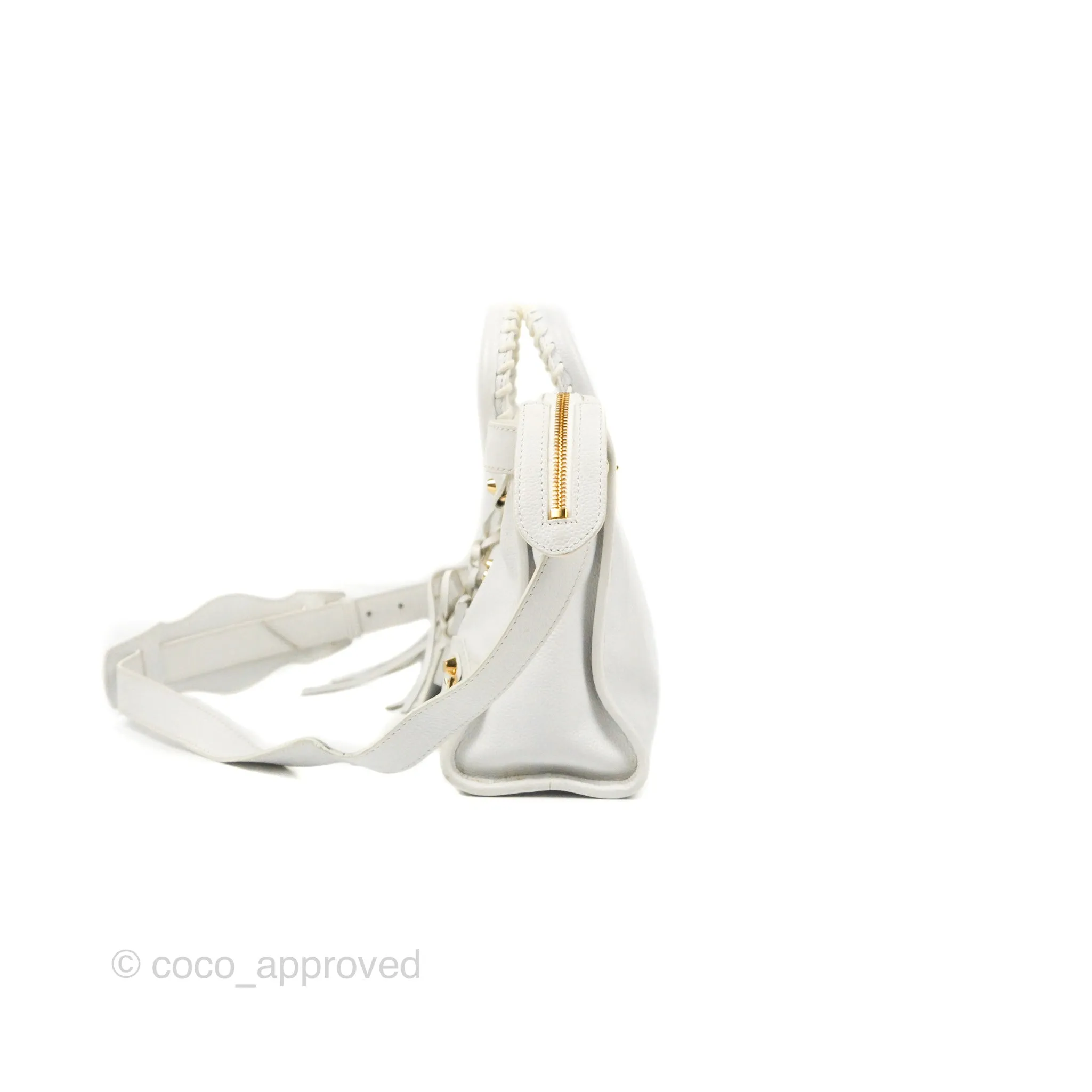Balenciaga Classic Small City Bag White Aged Calfskin Gold Hardware