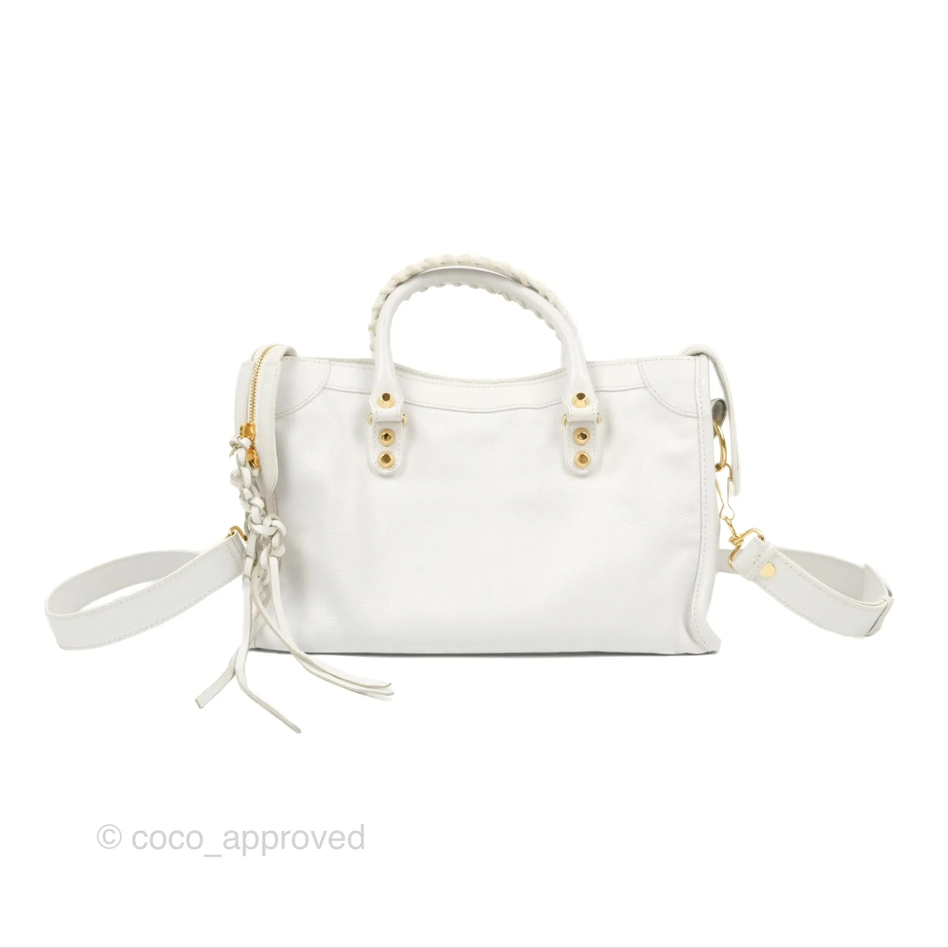 Balenciaga Classic Small City Bag White Aged Calfskin Gold Hardware