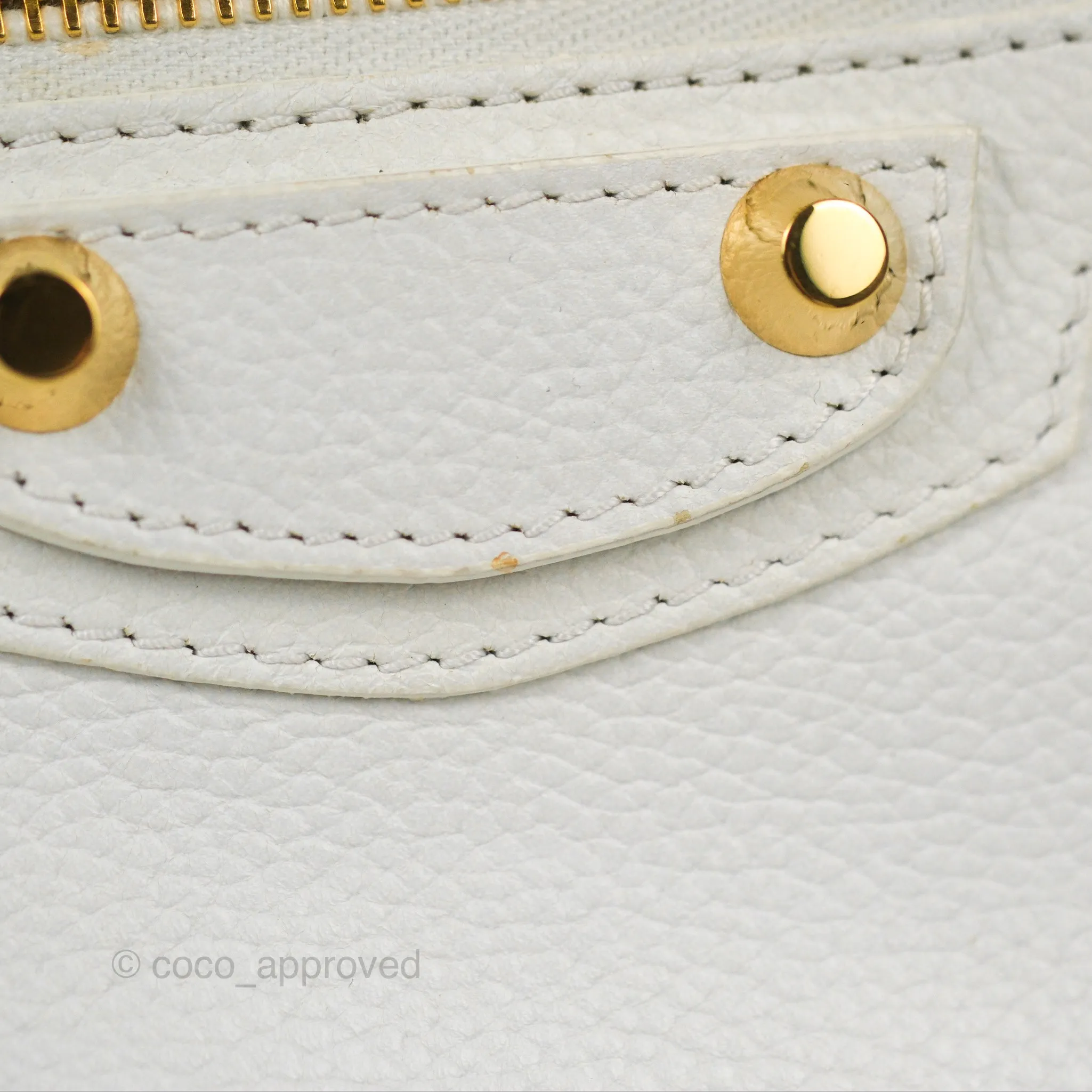 Balenciaga Classic Small City Bag White Aged Calfskin Gold Hardware