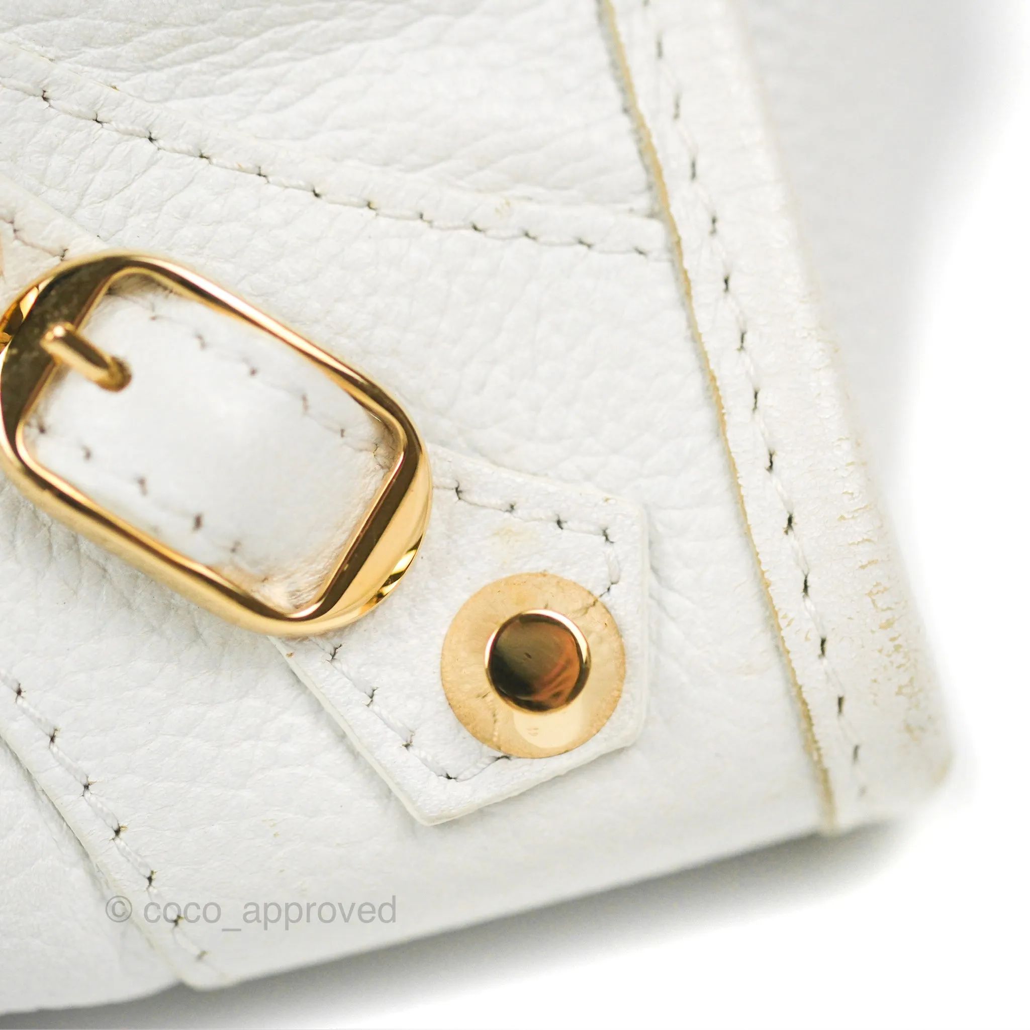 Balenciaga Classic Small City Bag White Aged Calfskin Gold Hardware