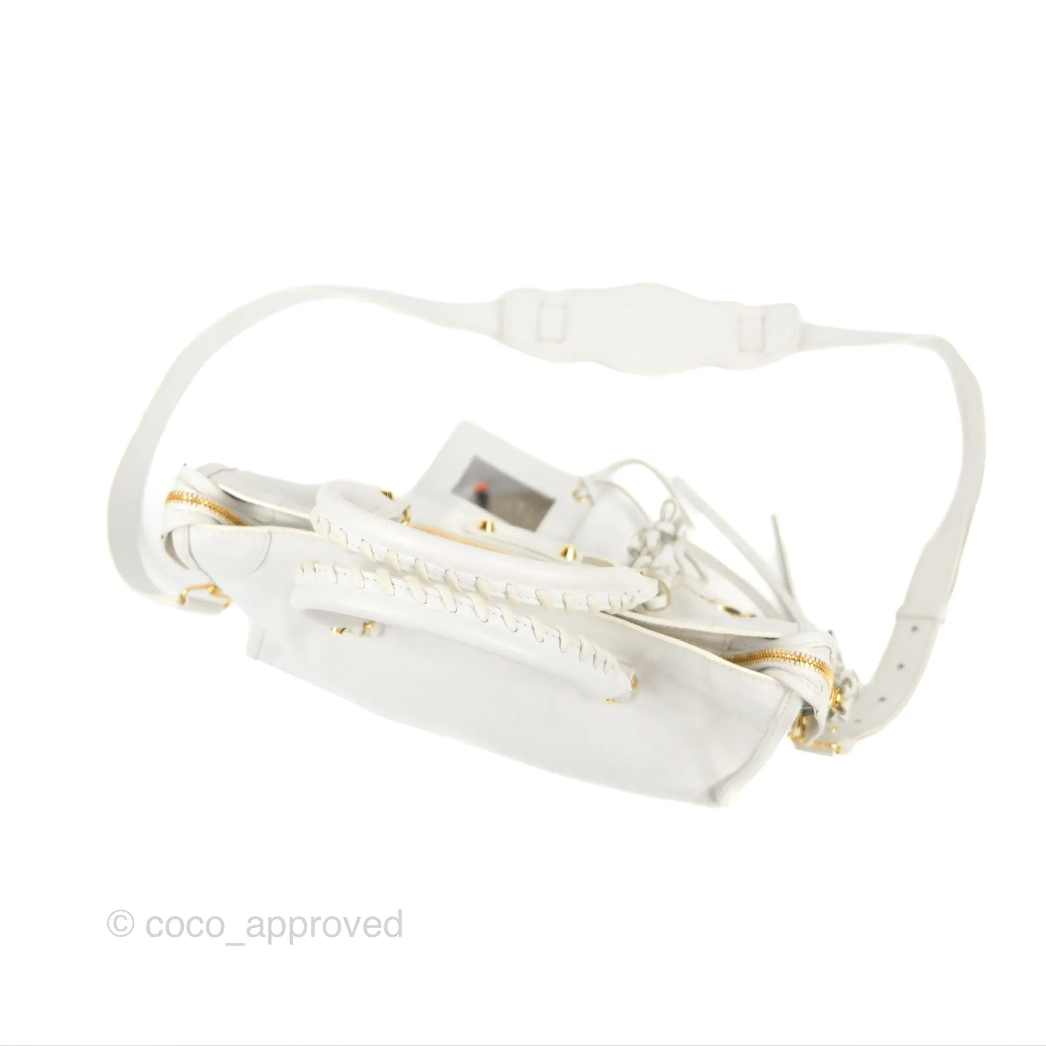 Balenciaga Classic Small City Bag White Aged Calfskin Gold Hardware