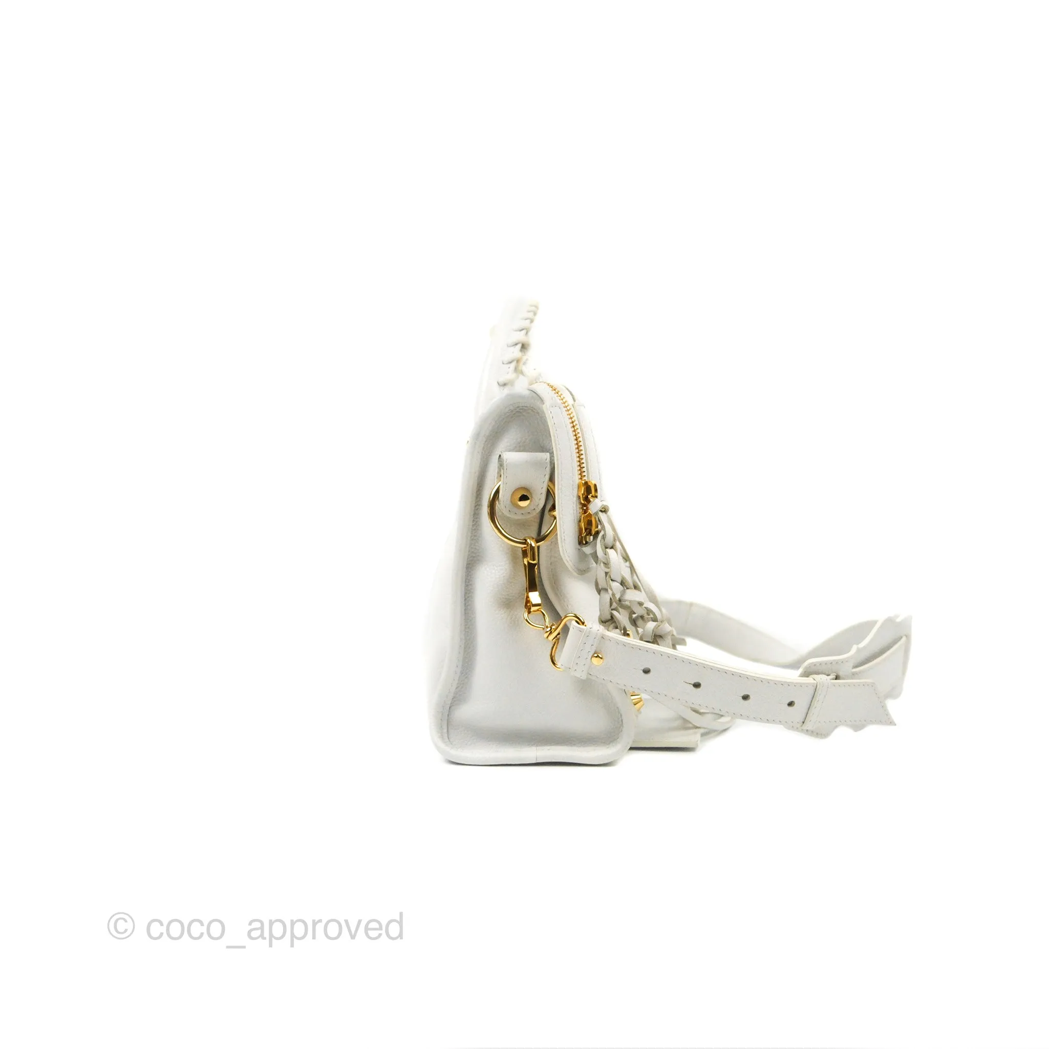 Balenciaga Classic Small City Bag White Aged Calfskin Gold Hardware