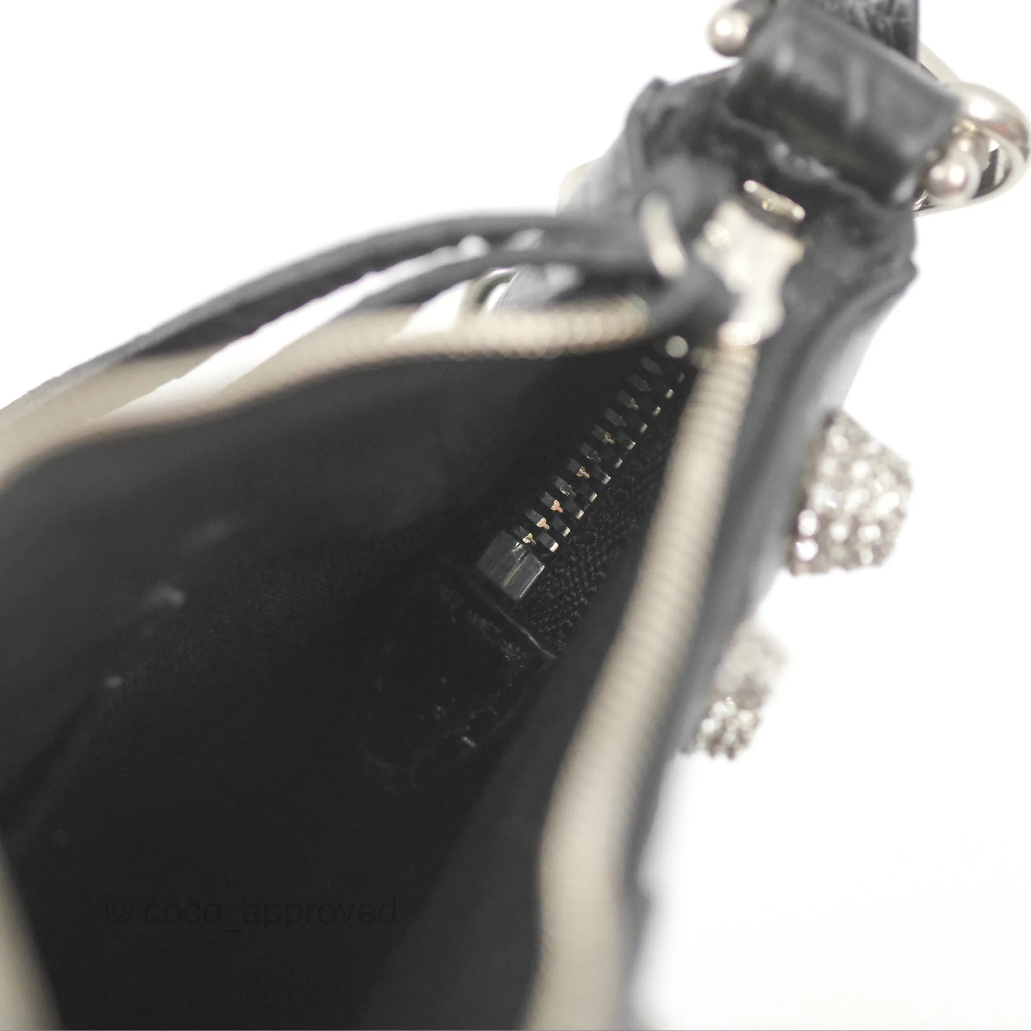 Balenciaga Le Cagole Mini Bag With Chain Black Crocodile Embossed Calfskin Aged Silver Hardware