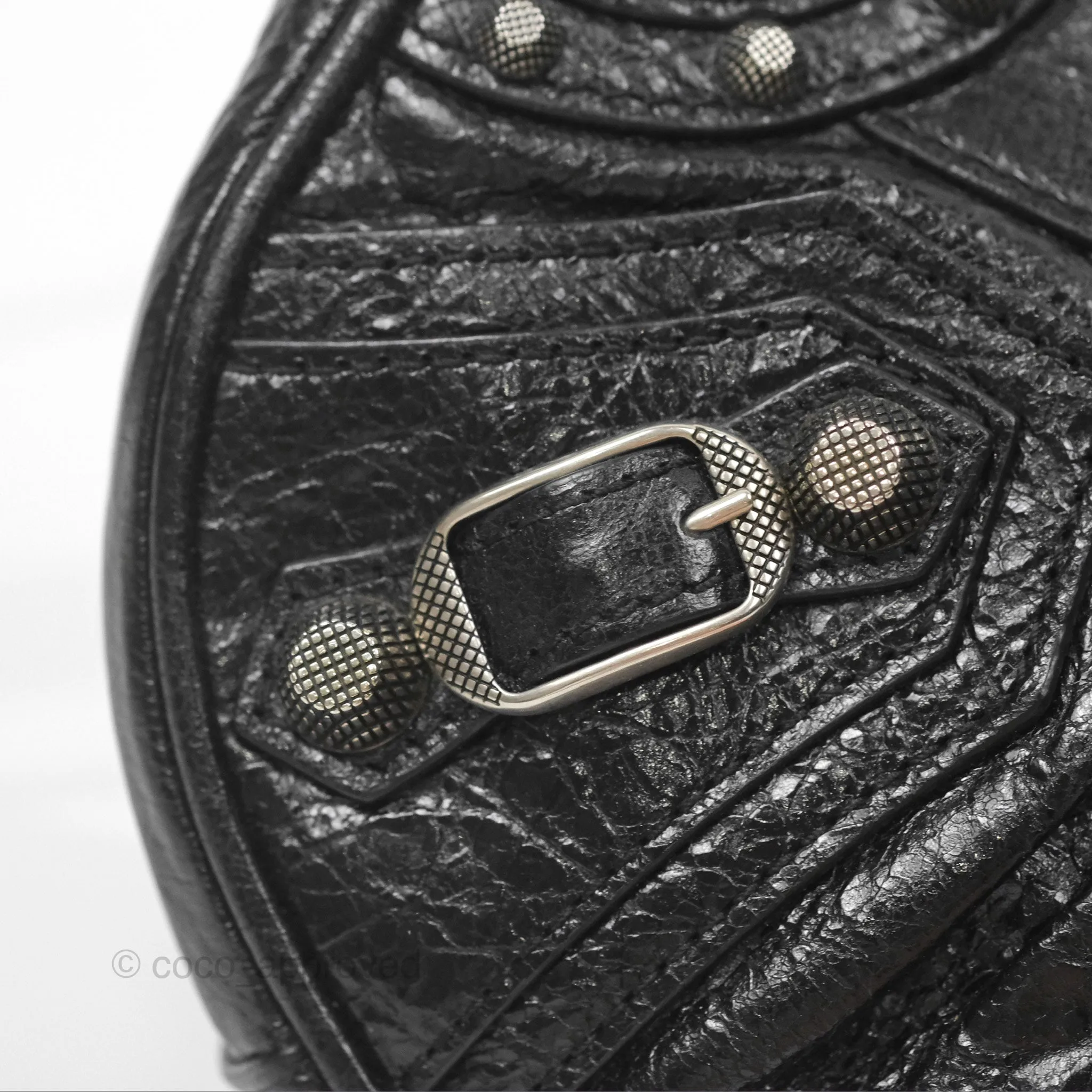 Balenciaga Le Cagole Shoulder Bag Black Aged Calfskin Silver Hardware