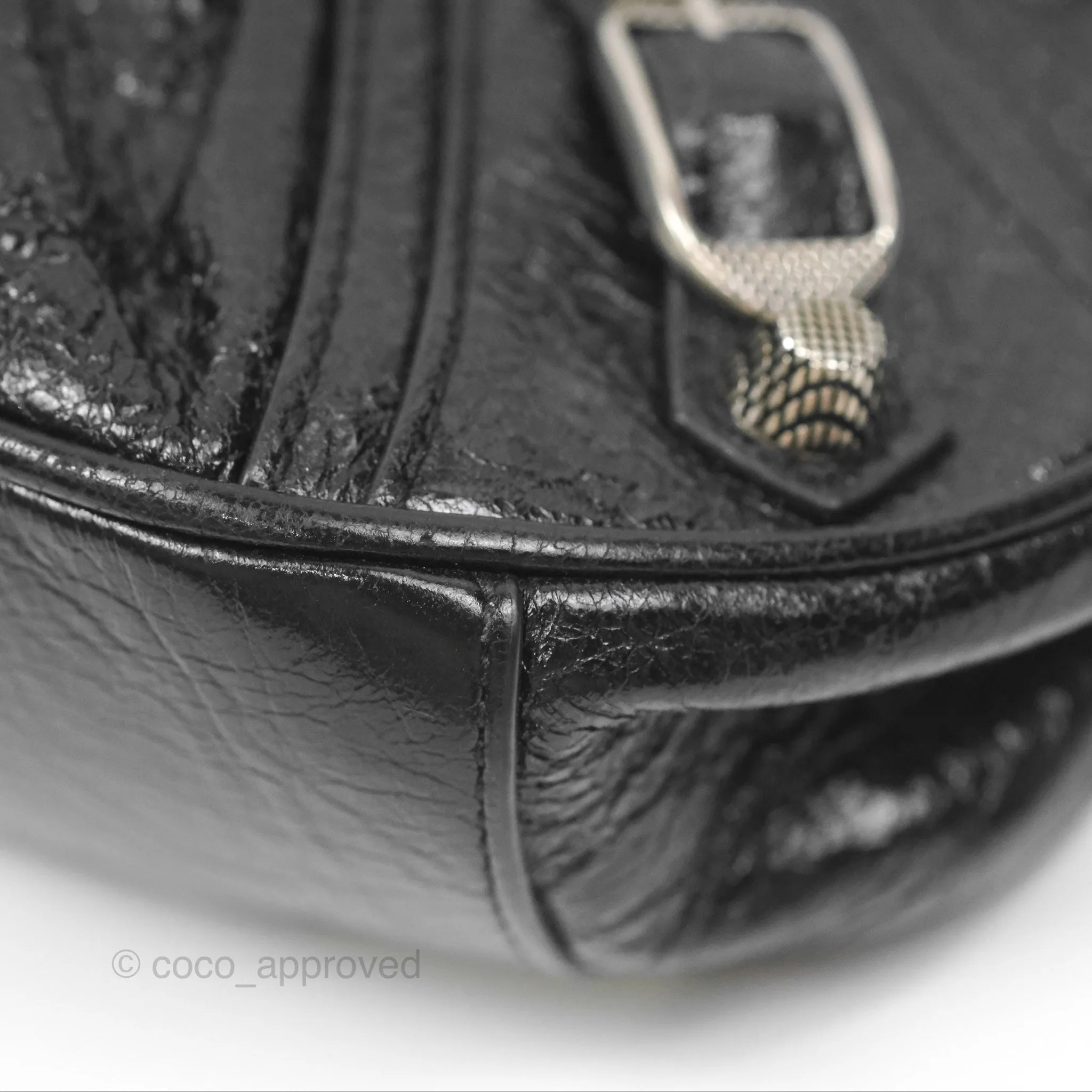 Balenciaga Le Cagole Shoulder Bag Black Aged Calfskin Silver Hardware