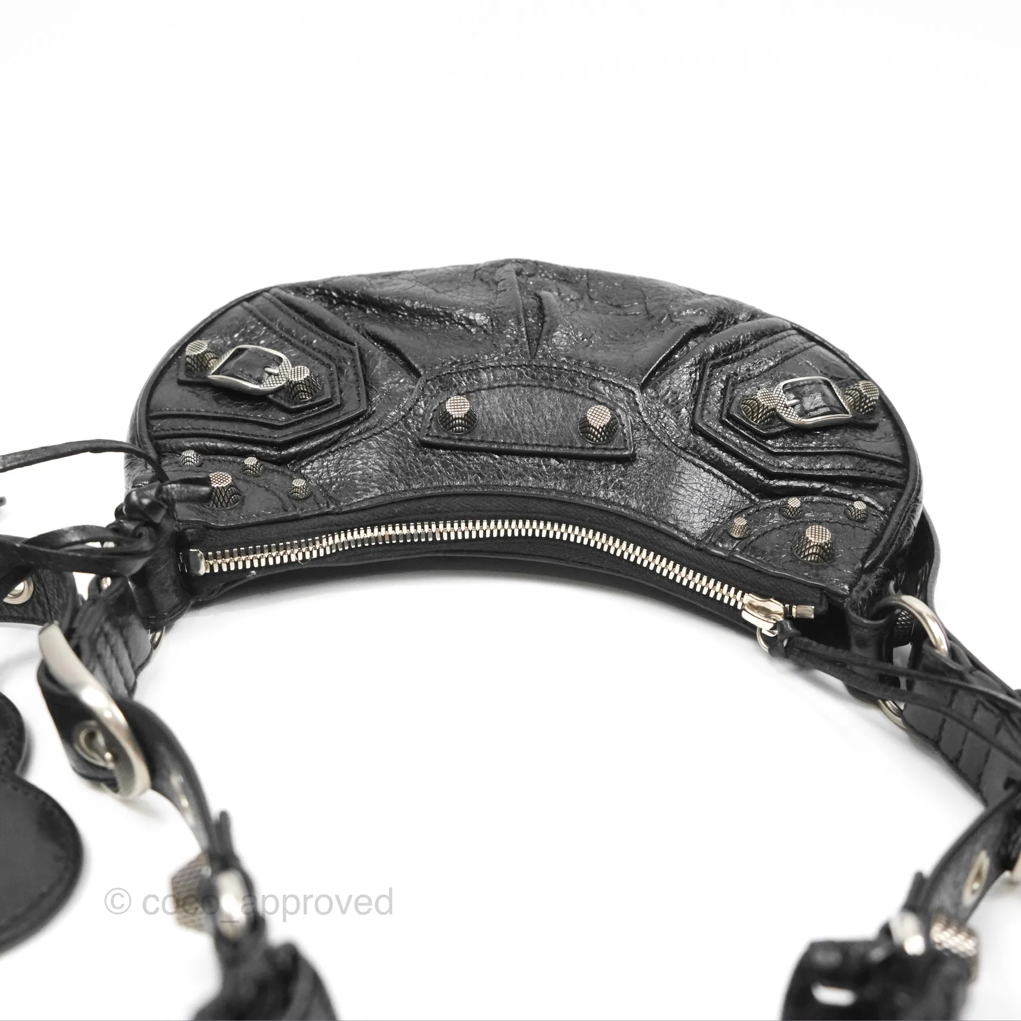 Balenciaga Le Cagole Shoulder Bag Black Aged Calfskin Silver Hardware