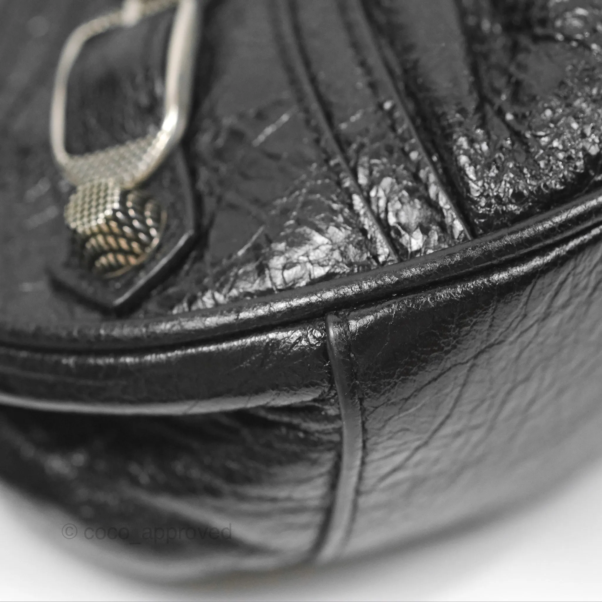 Balenciaga Le Cagole Shoulder Bag Black Aged Calfskin Silver Hardware