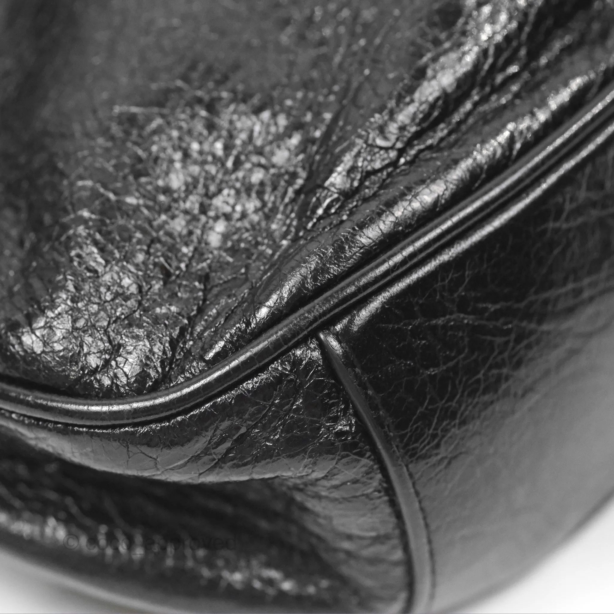 Balenciaga Le Cagole Shoulder Bag Black Aged Calfskin Silver Hardware
