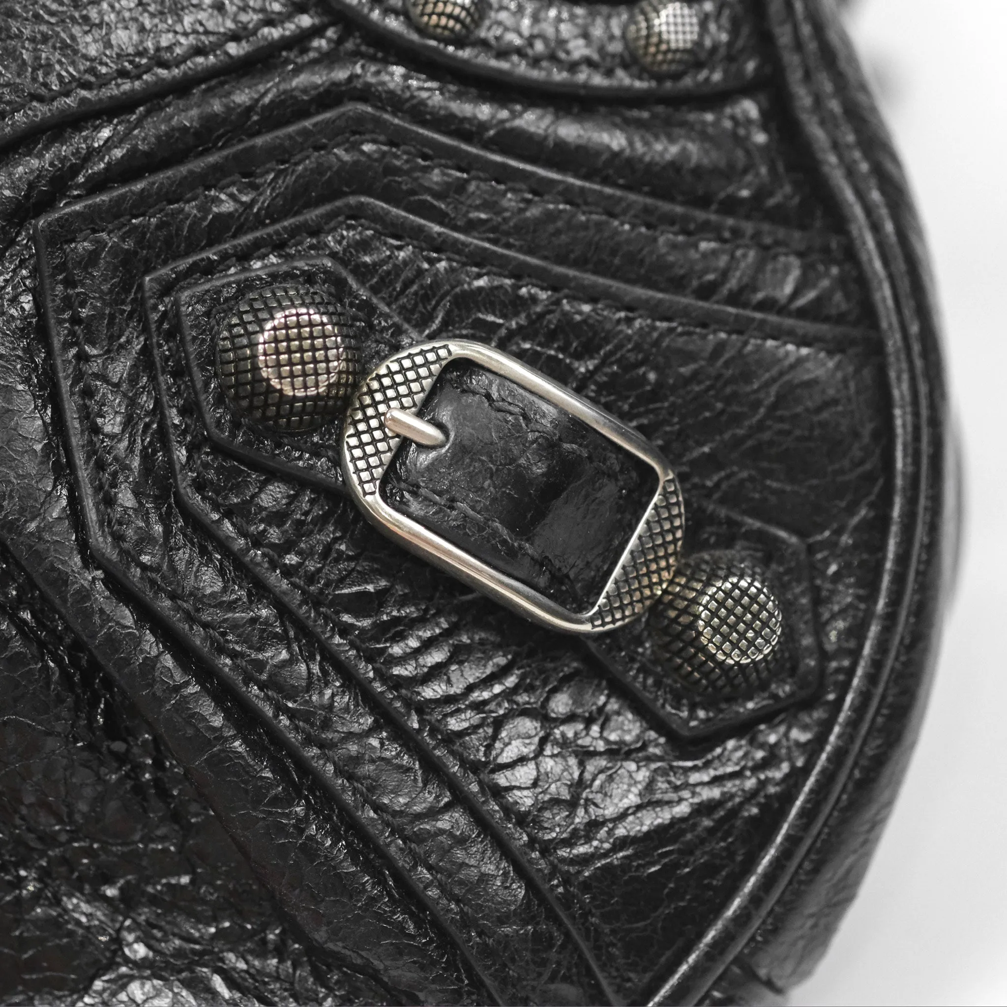 Balenciaga Le Cagole Shoulder Bag Black Aged Calfskin Silver Hardware