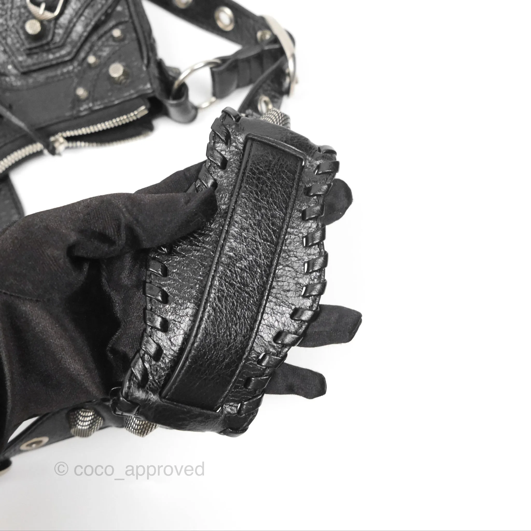 Balenciaga Le Cagole Shoulder Bag Black Aged Calfskin Silver Hardware