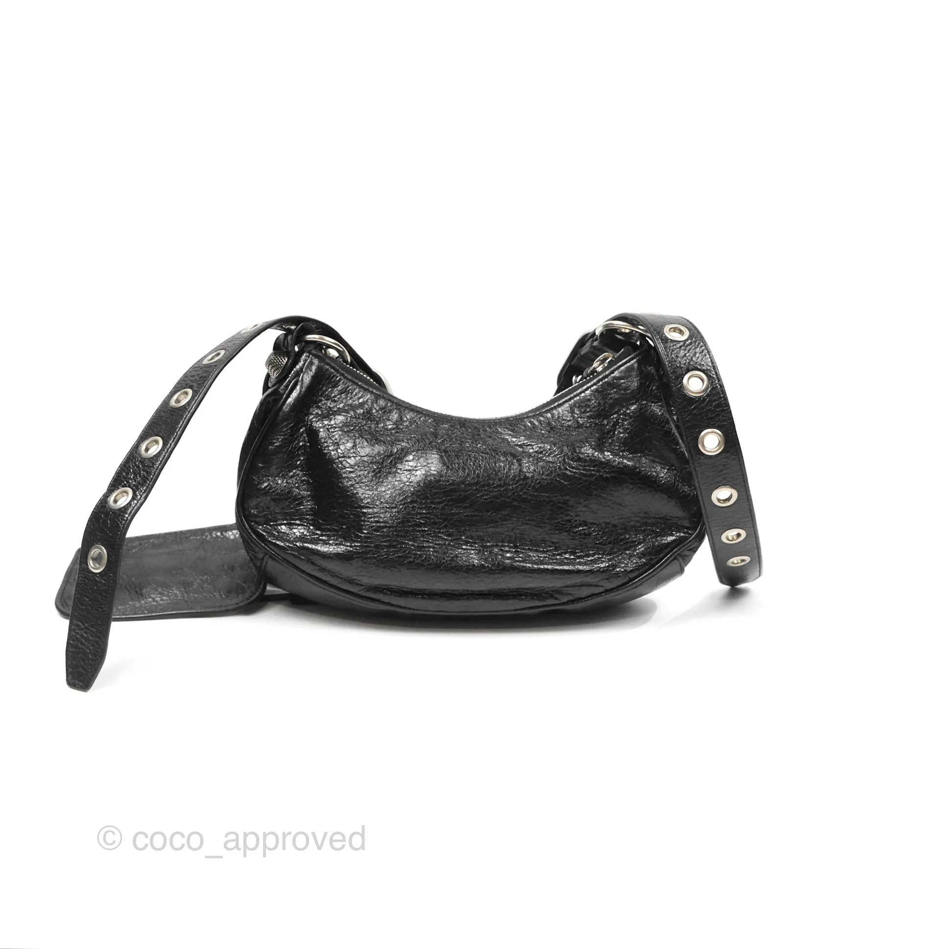 Balenciaga Le Cagole Shoulder Bag Black Aged Calfskin Silver Hardware