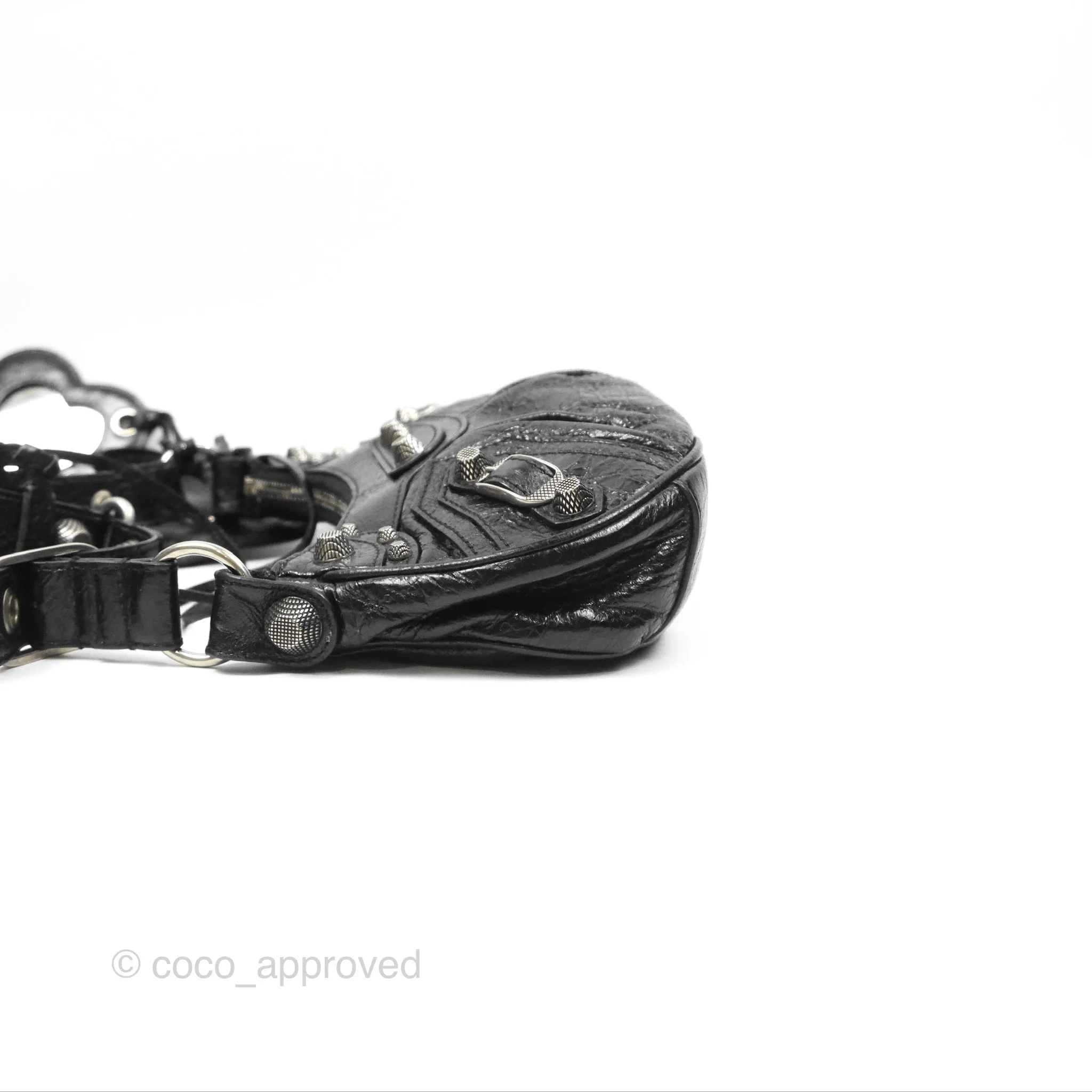 Balenciaga Le Cagole Shoulder Bag Black Aged Calfskin Silver Hardware