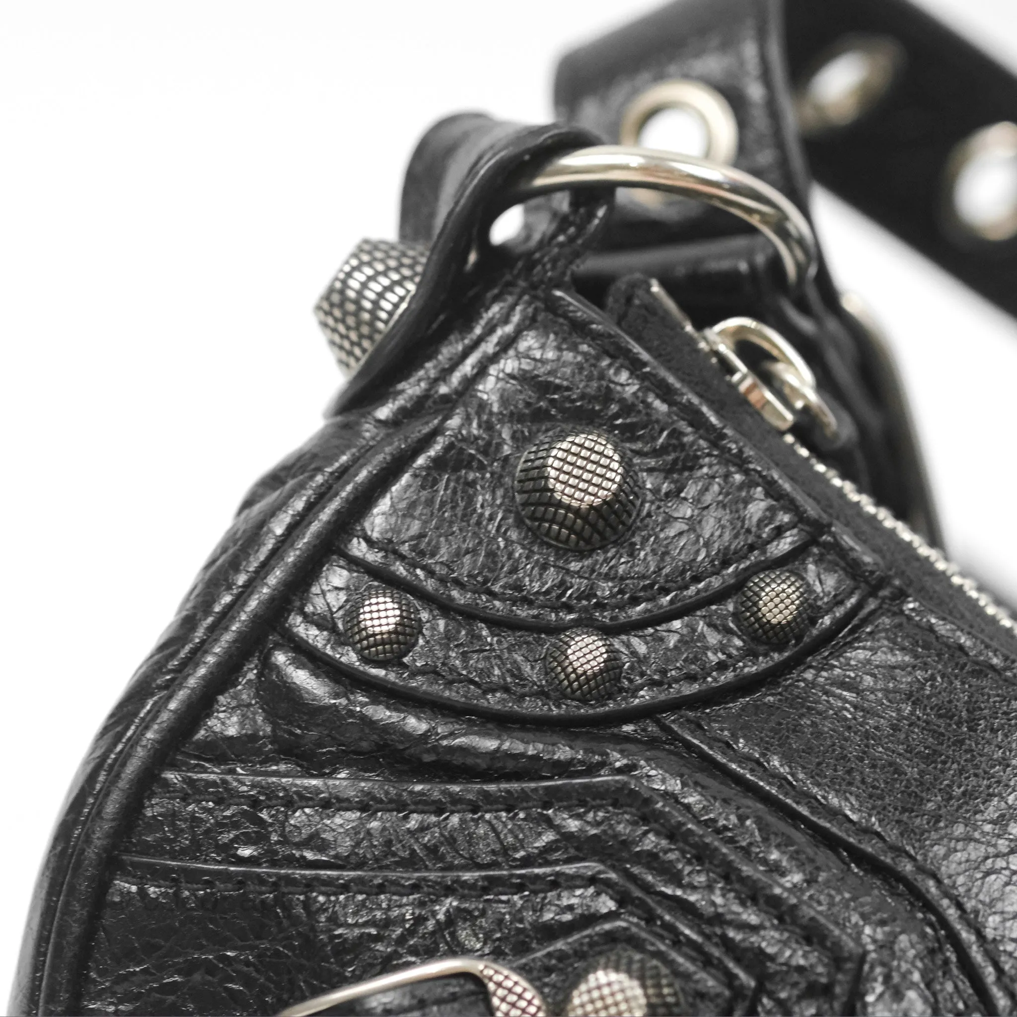 Balenciaga Le Cagole Shoulder Bag Black Aged Calfskin Silver Hardware