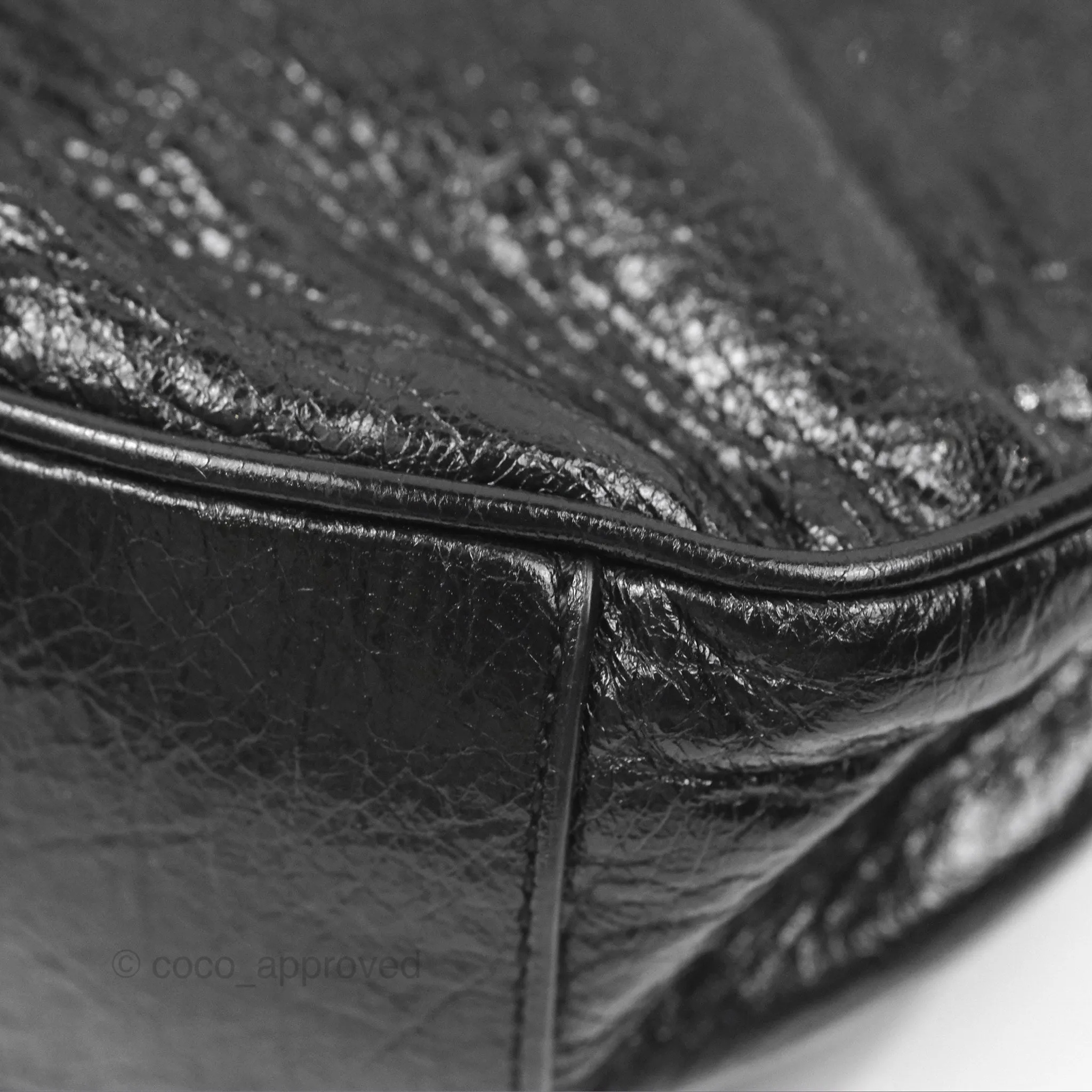 Balenciaga Le Cagole Shoulder Bag Black Aged Calfskin Silver Hardware