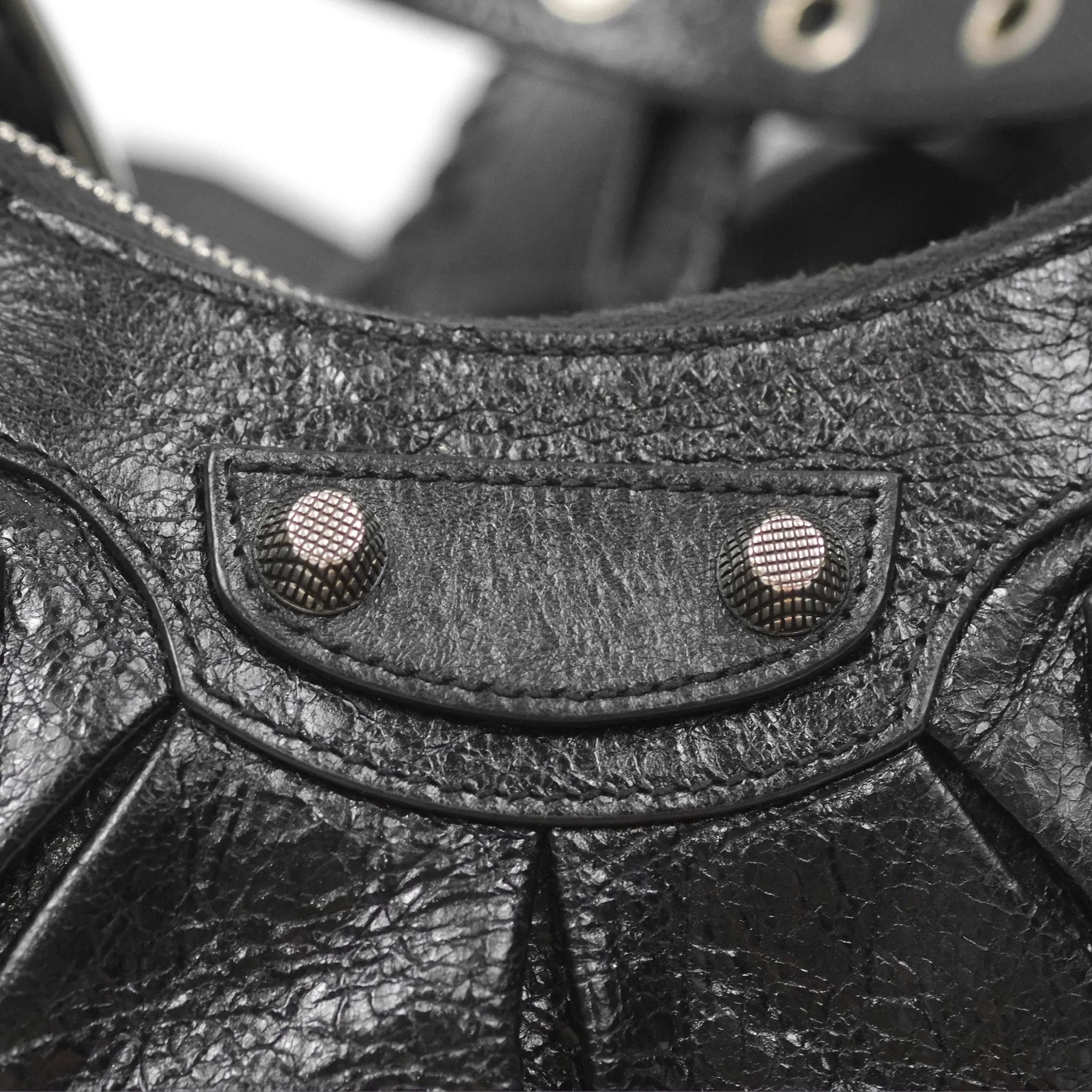 Balenciaga Le Cagole Shoulder Bag Black Aged Calfskin Silver Hardware