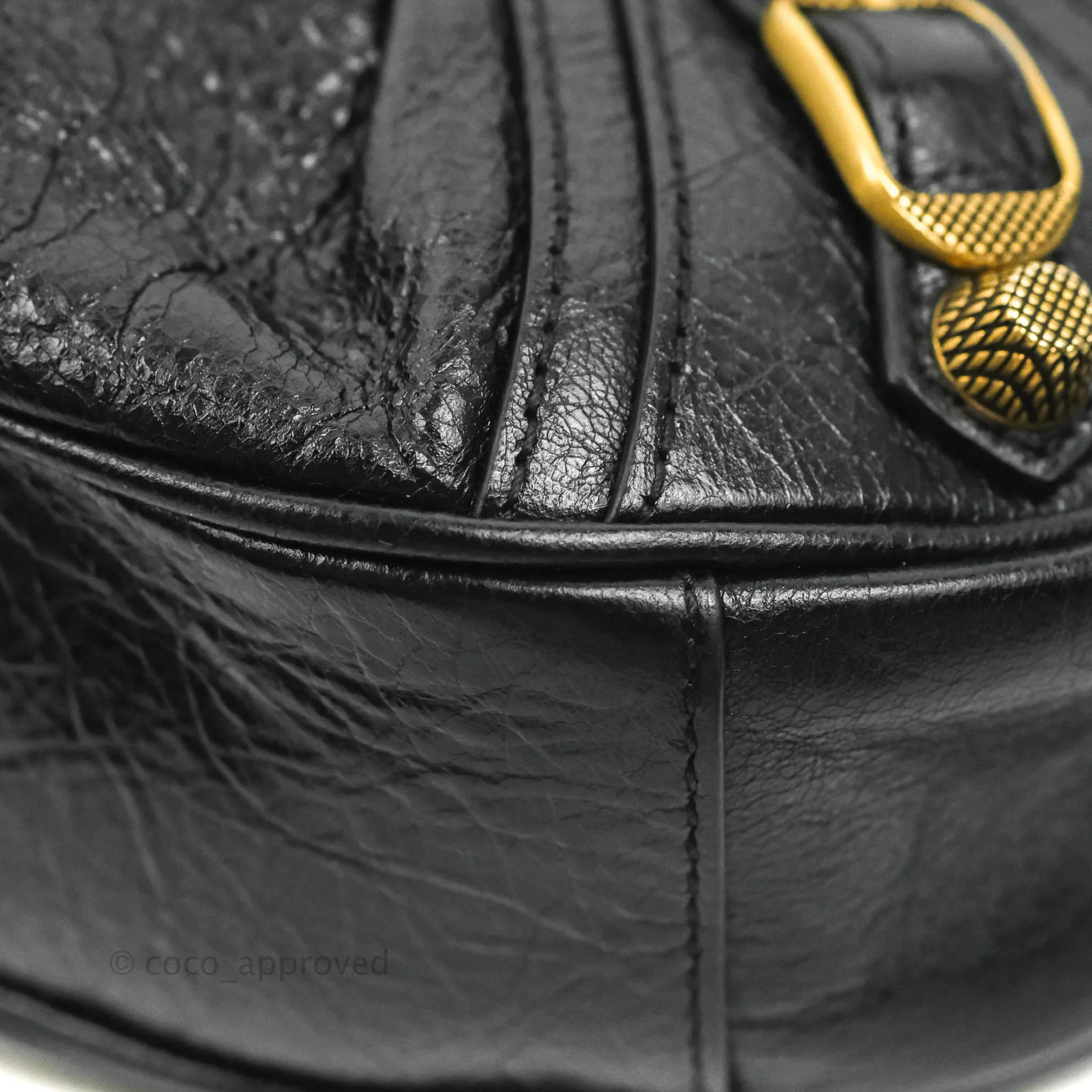 Balenciaga Le Cagole Shoulder Bag Black Calfskin Gold Hardware