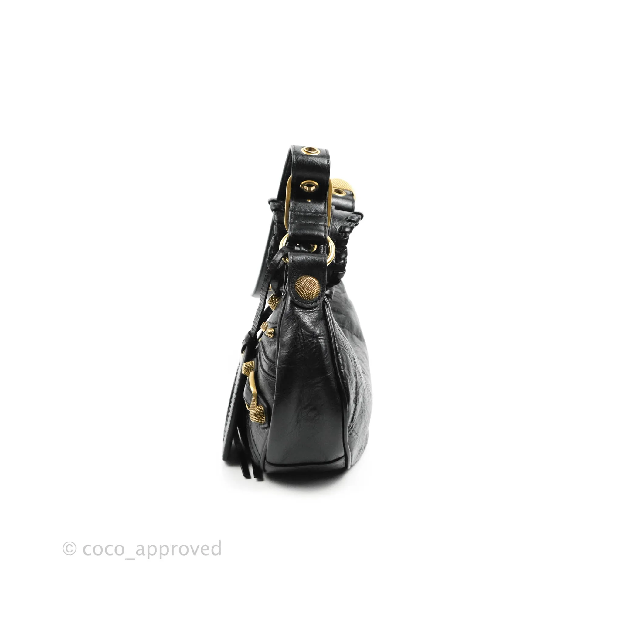 Balenciaga Le Cagole Shoulder Bag Black Calfskin Gold Hardware