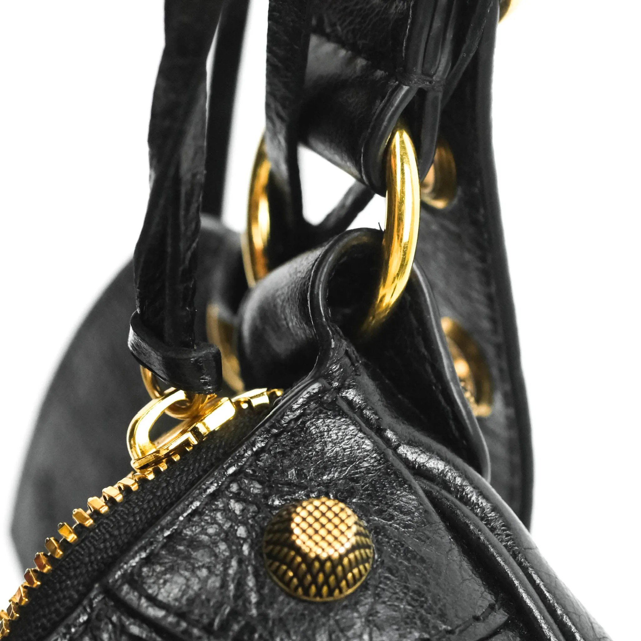Balenciaga Le Cagole Shoulder Bag Black Calfskin Gold Hardware