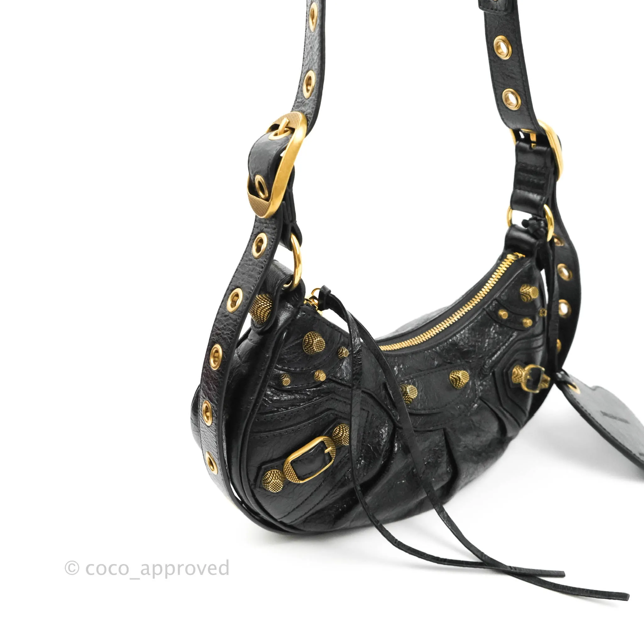 Balenciaga Le Cagole Shoulder Bag Black Calfskin Gold Hardware
