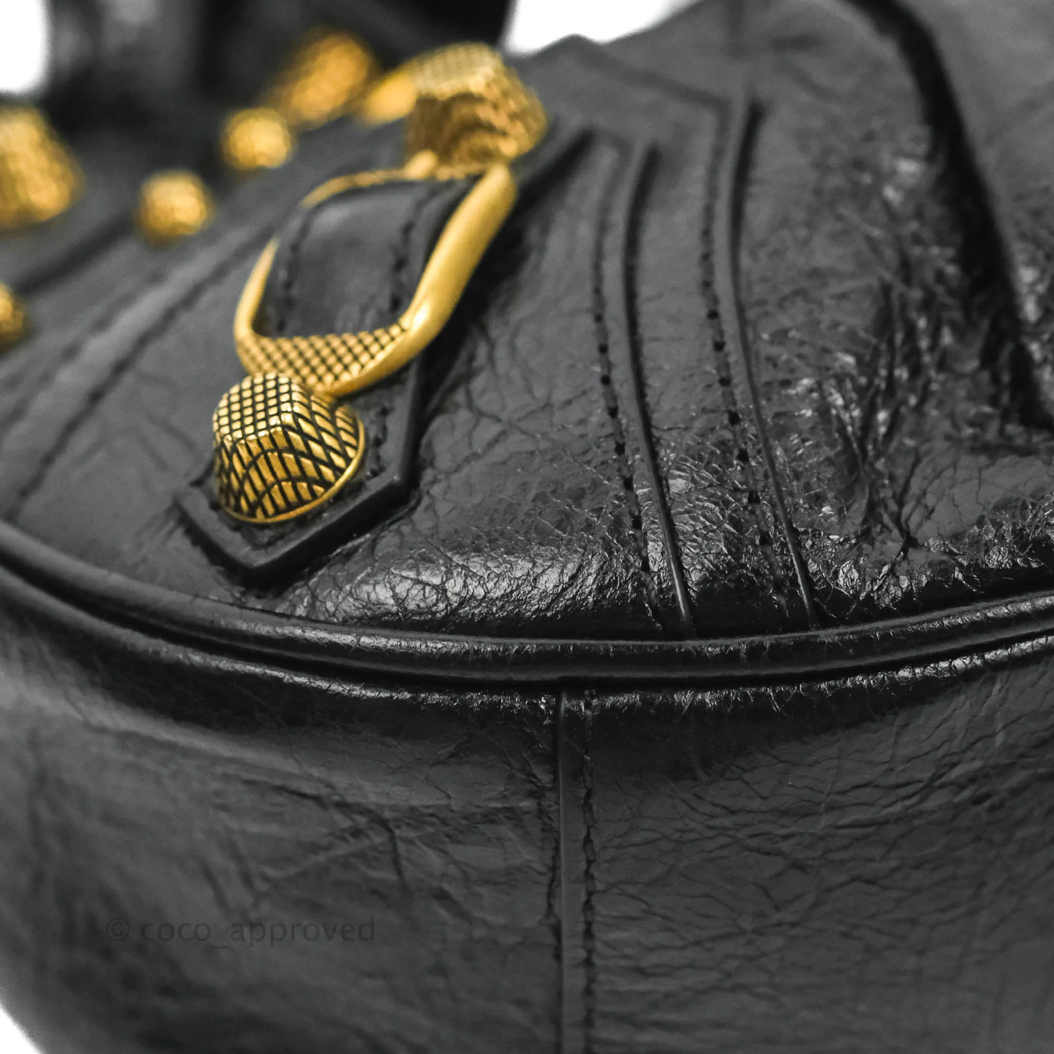 Balenciaga Le Cagole Shoulder Bag Black Calfskin Gold Hardware