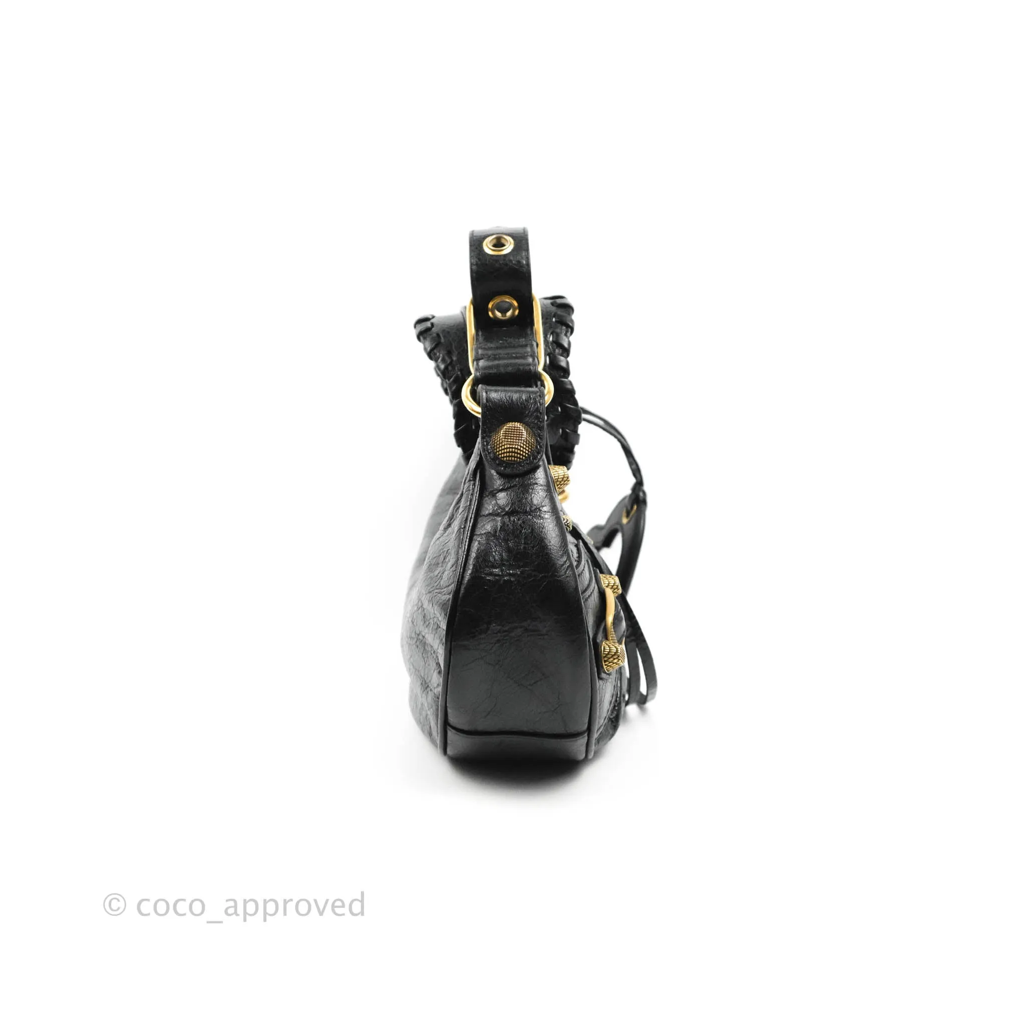 Balenciaga Le Cagole Shoulder Bag Black Calfskin Gold Hardware