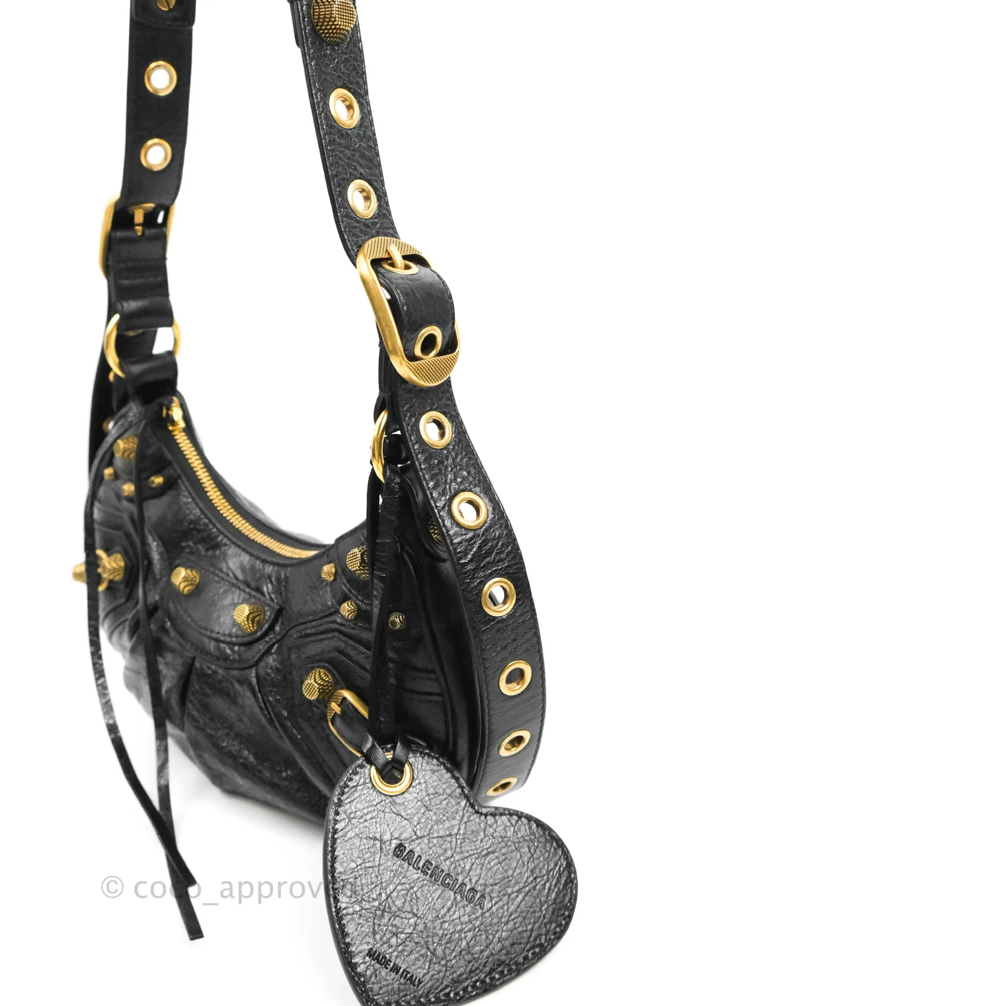 Balenciaga Le Cagole Shoulder Bag Black Calfskin Gold Hardware