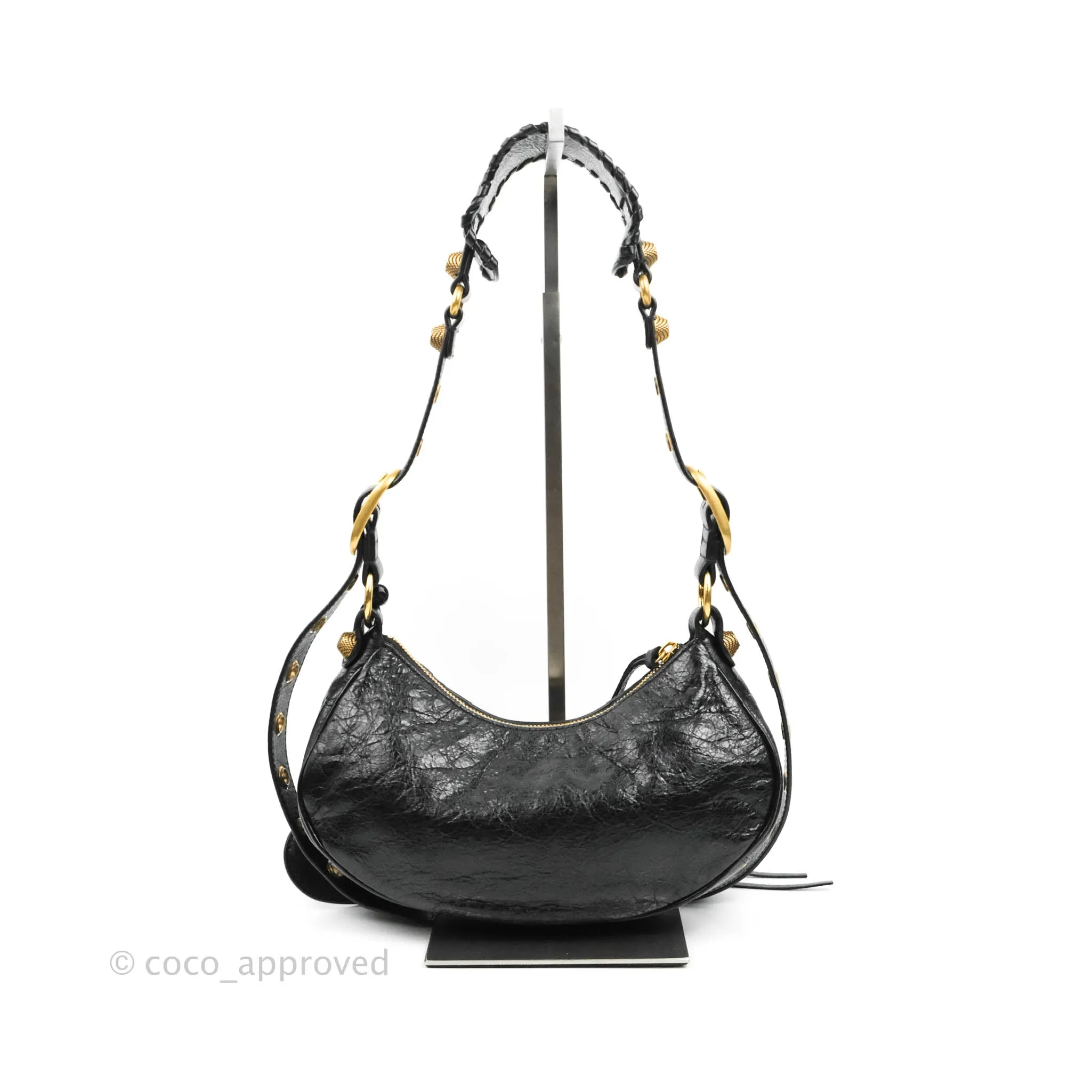 Balenciaga Le Cagole Shoulder Bag Black Calfskin Gold Hardware