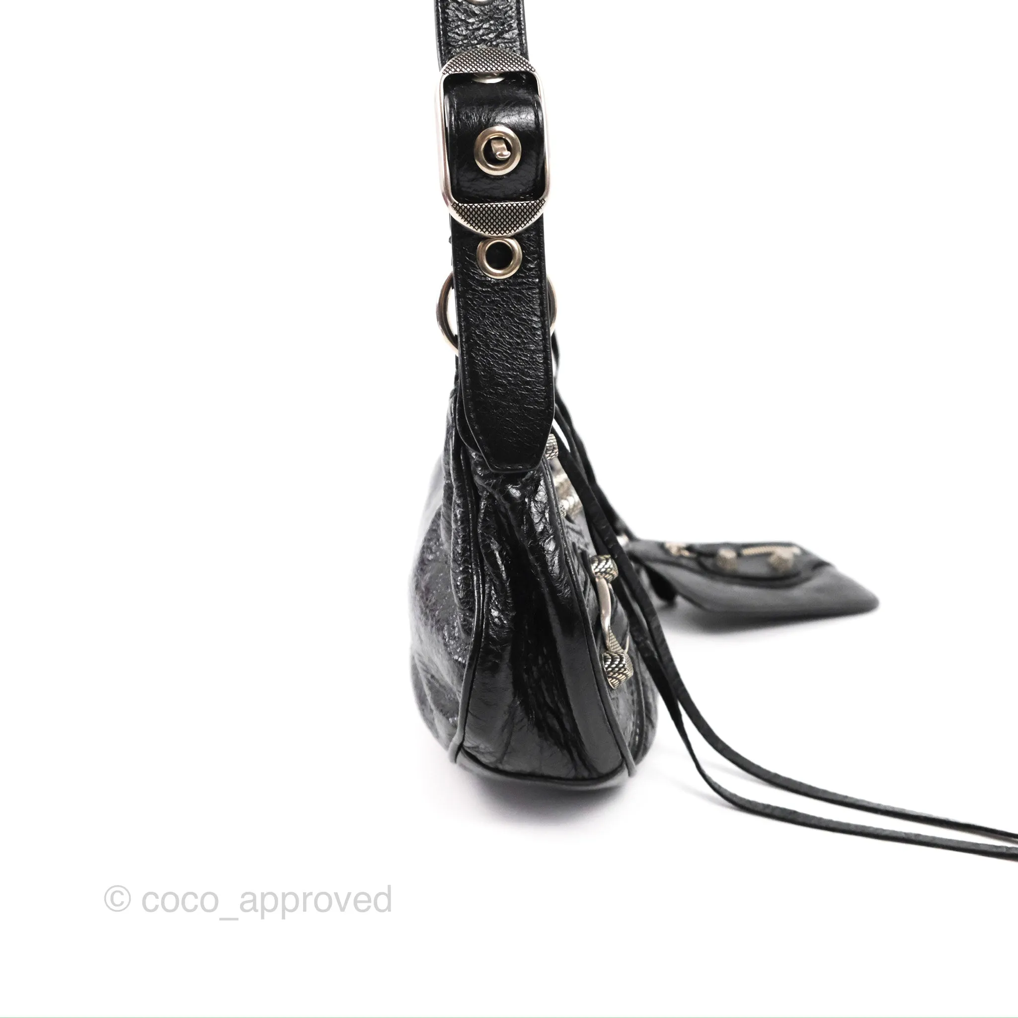Balenciaga Le Cagole Shoulder Bag Black Calfskin Silver Hardware