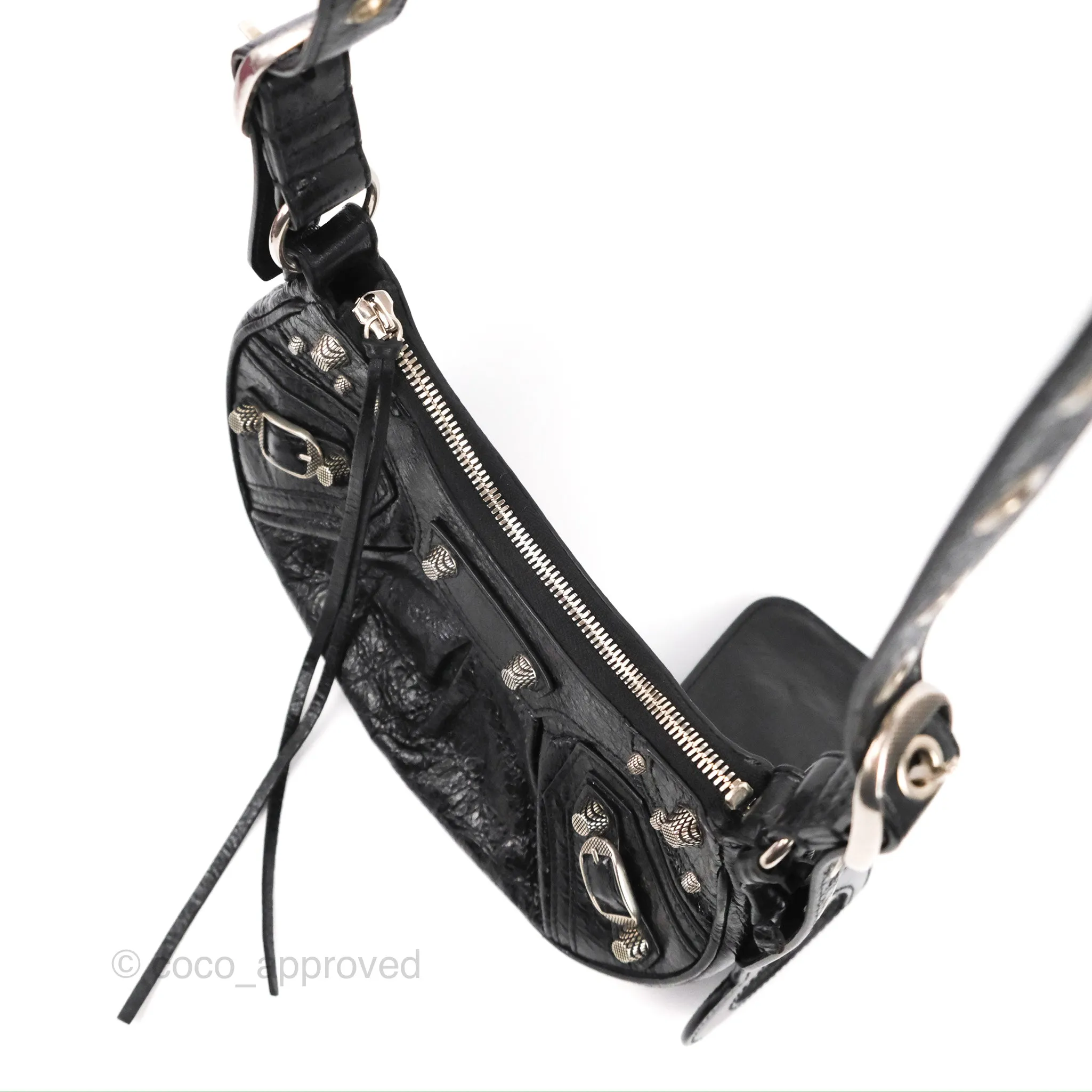 Balenciaga Le Cagole Shoulder Bag Black Calfskin Silver Hardware