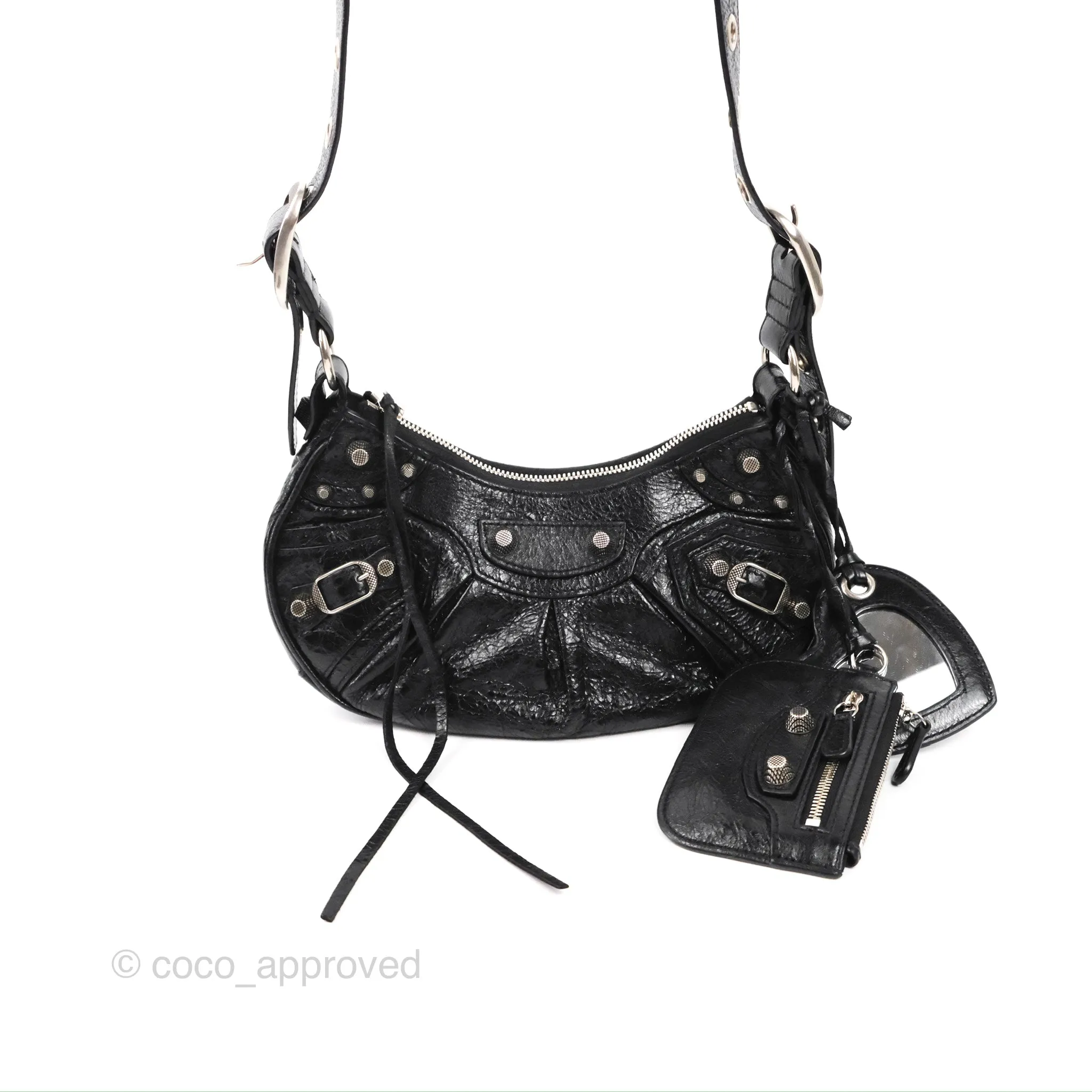 Balenciaga Le Cagole Shoulder Bag Black Calfskin Silver Hardware