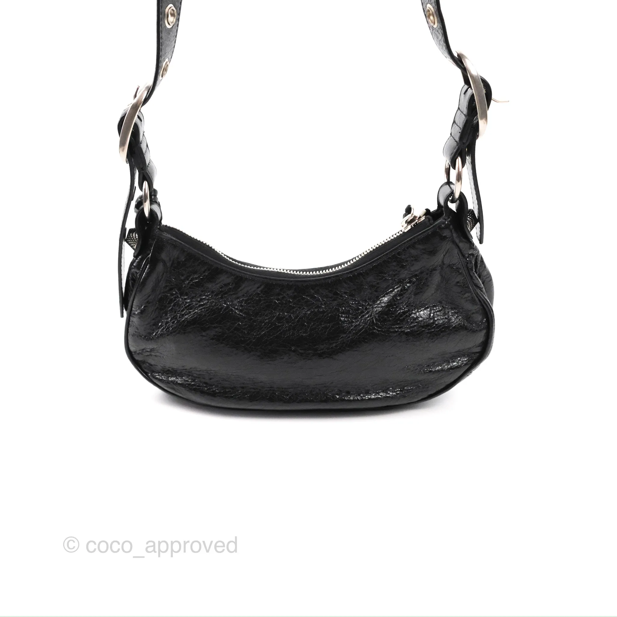 Balenciaga Le Cagole Shoulder Bag Black Calfskin Silver Hardware