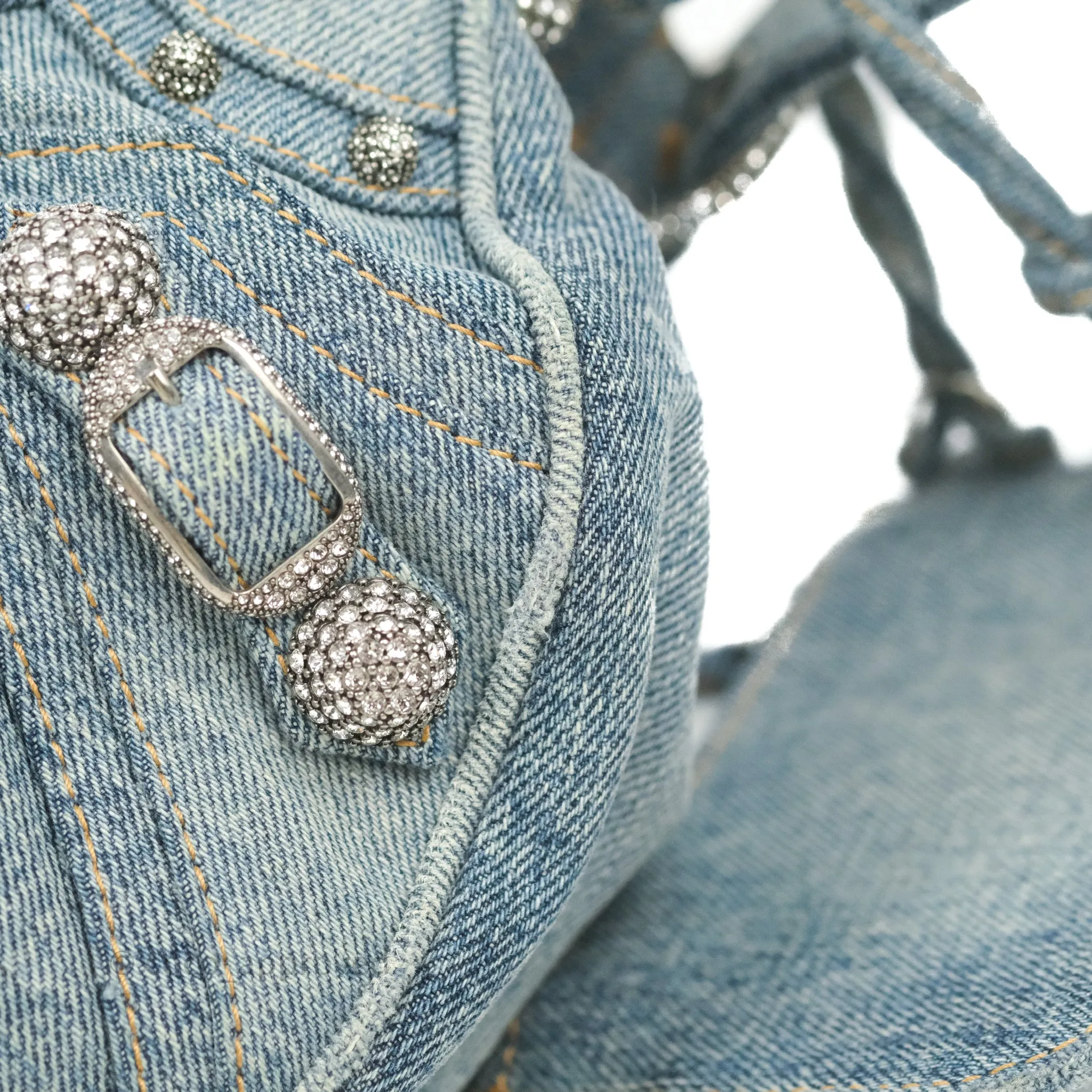 Balenciaga Le Cagole Small Embellished Denim Shoulder Bag