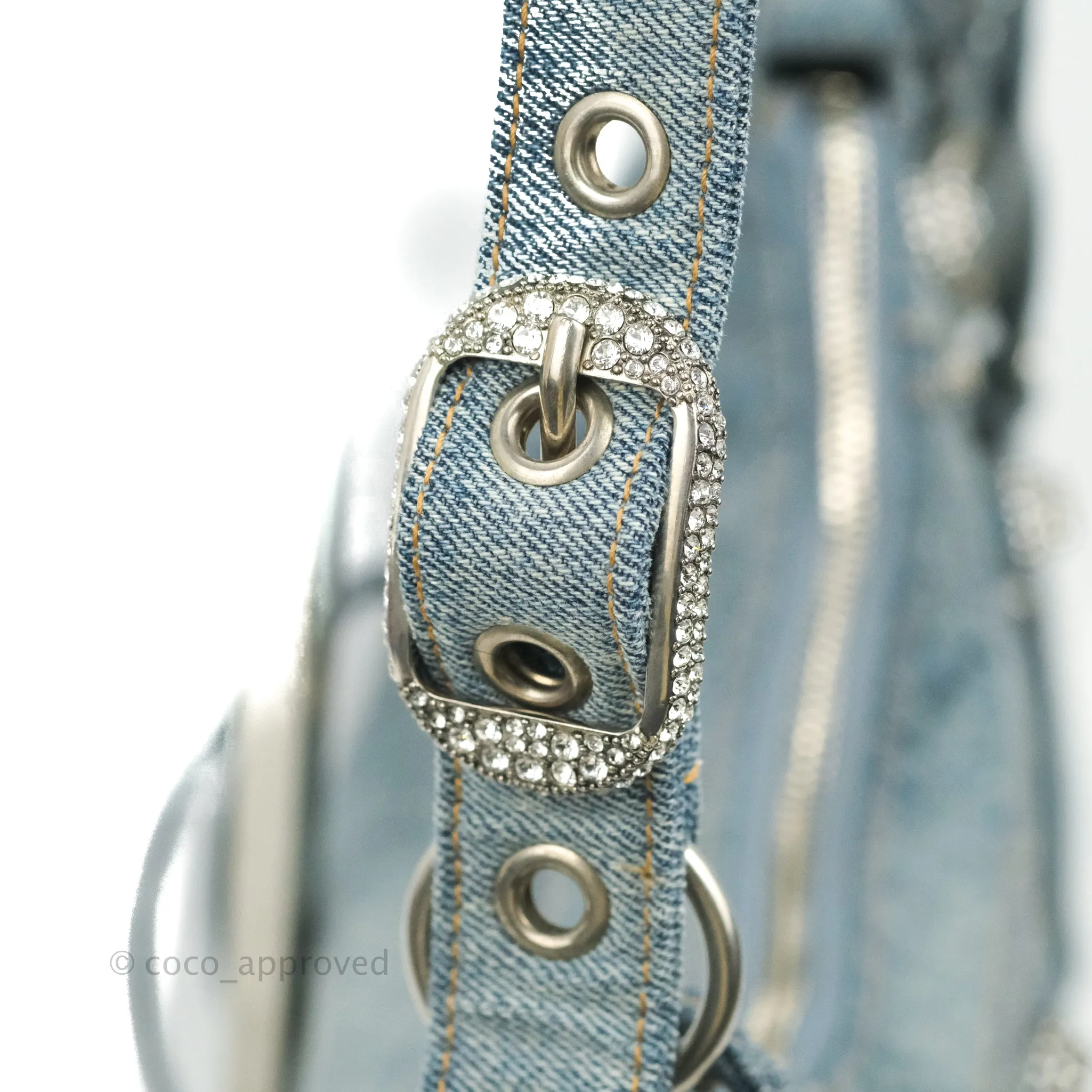 Balenciaga Le Cagole Small Embellished Denim Shoulder Bag