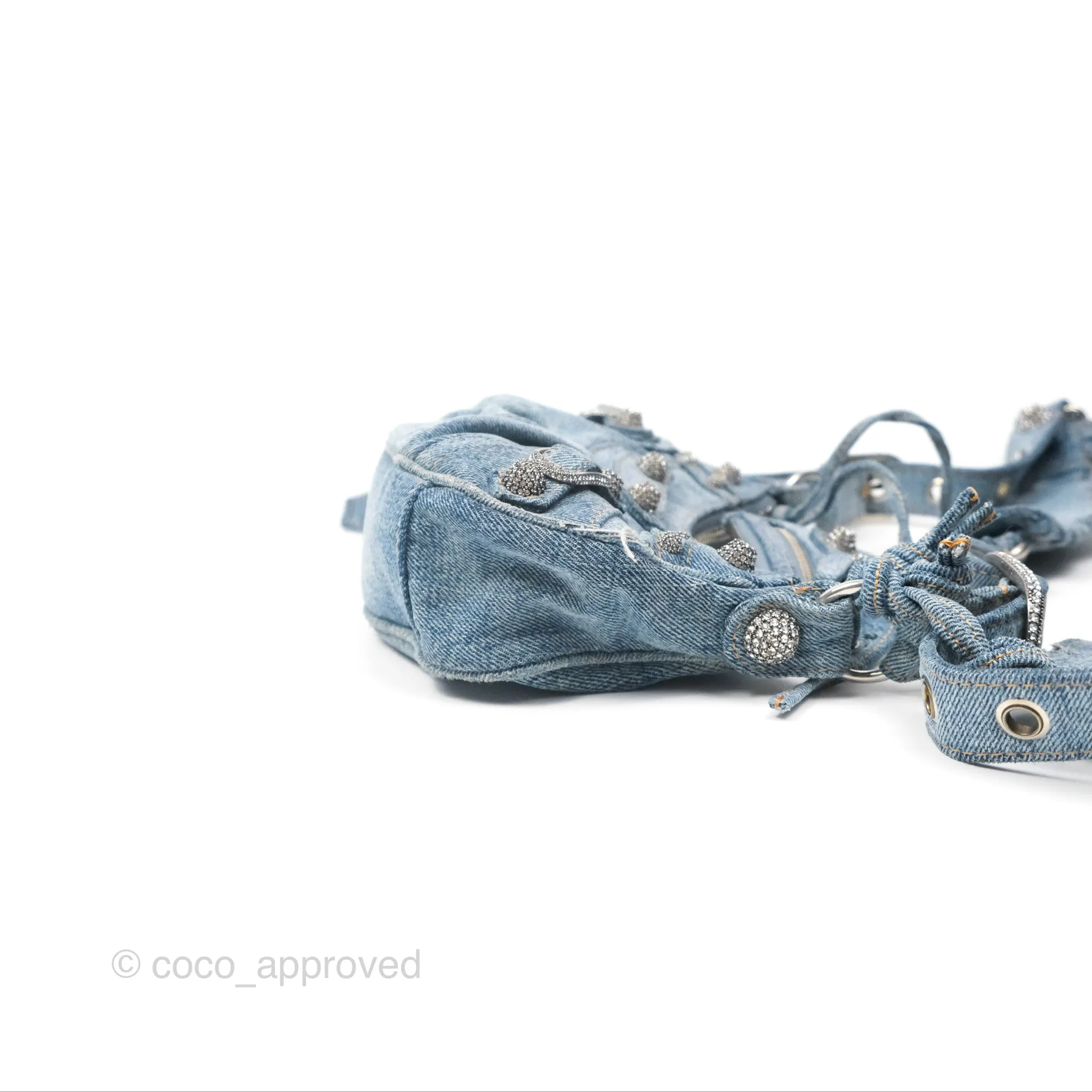 Balenciaga Le Cagole Small Embellished Denim Shoulder Bag