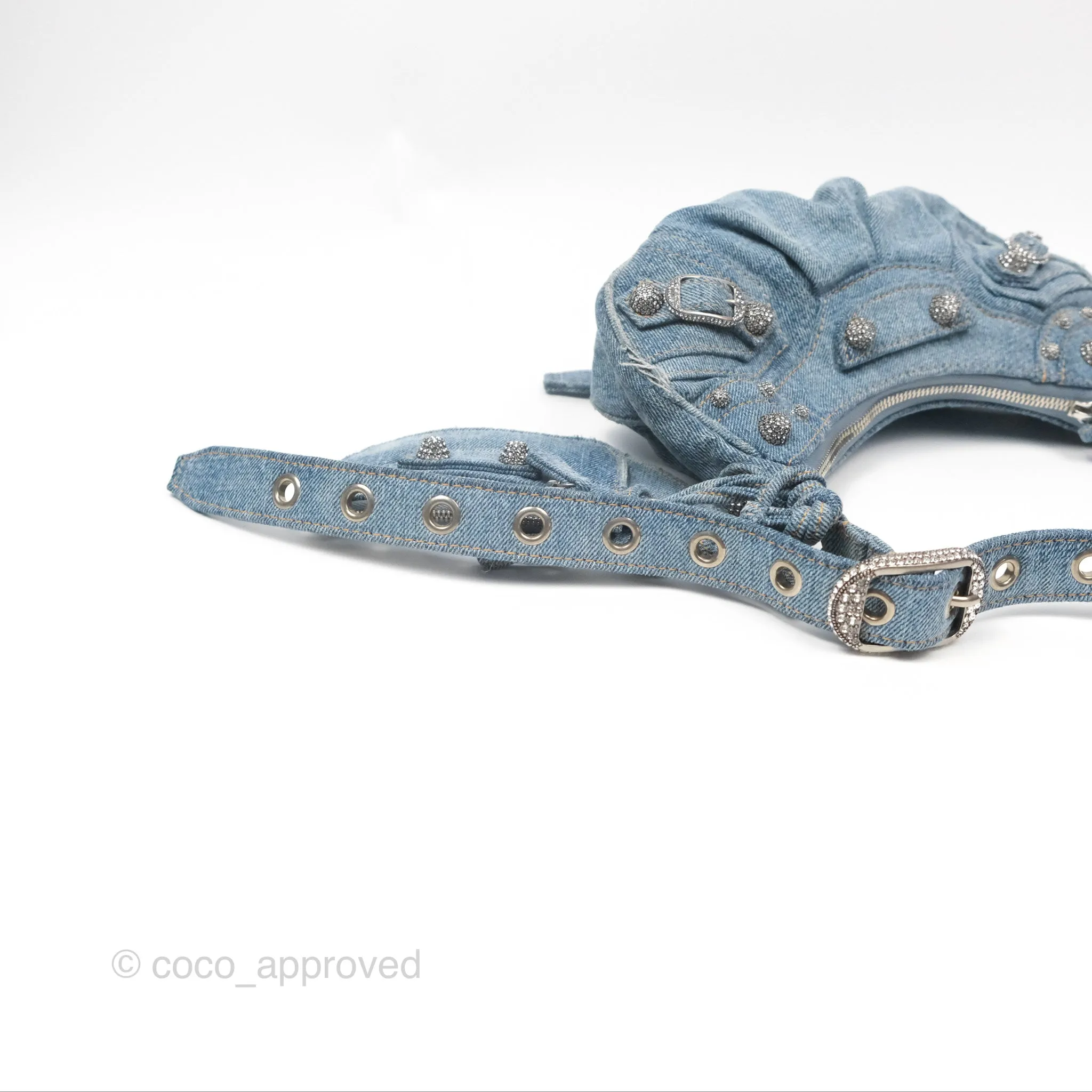 Balenciaga Le Cagole Small Embellished Denim Shoulder Bag