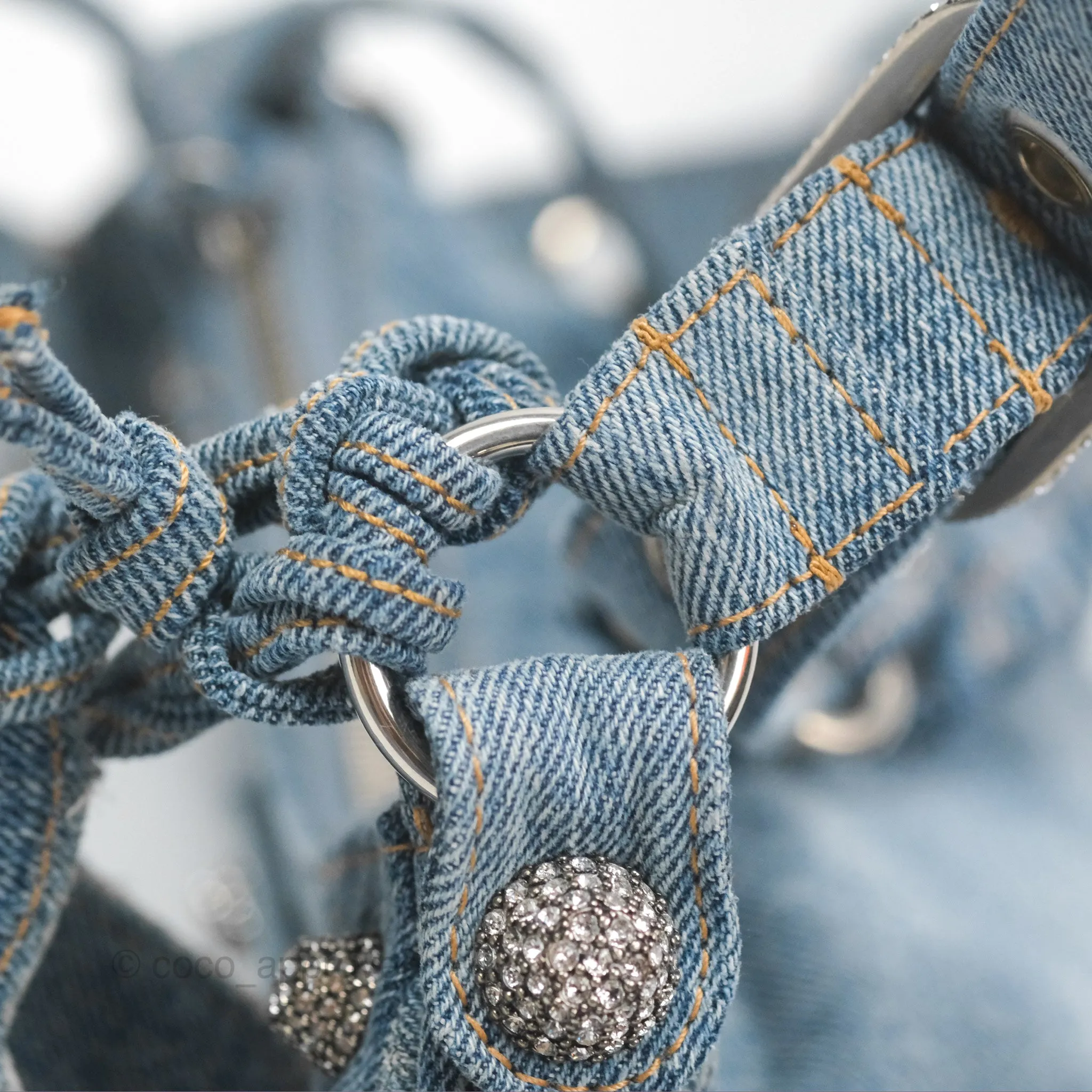 Balenciaga Le Cagole Small Embellished Denim Shoulder Bag