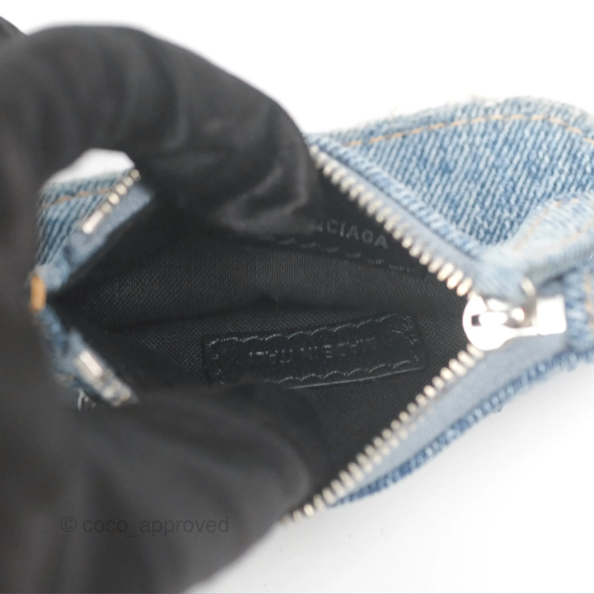 Balenciaga Le Cagole Small Embellished Denim Shoulder Bag