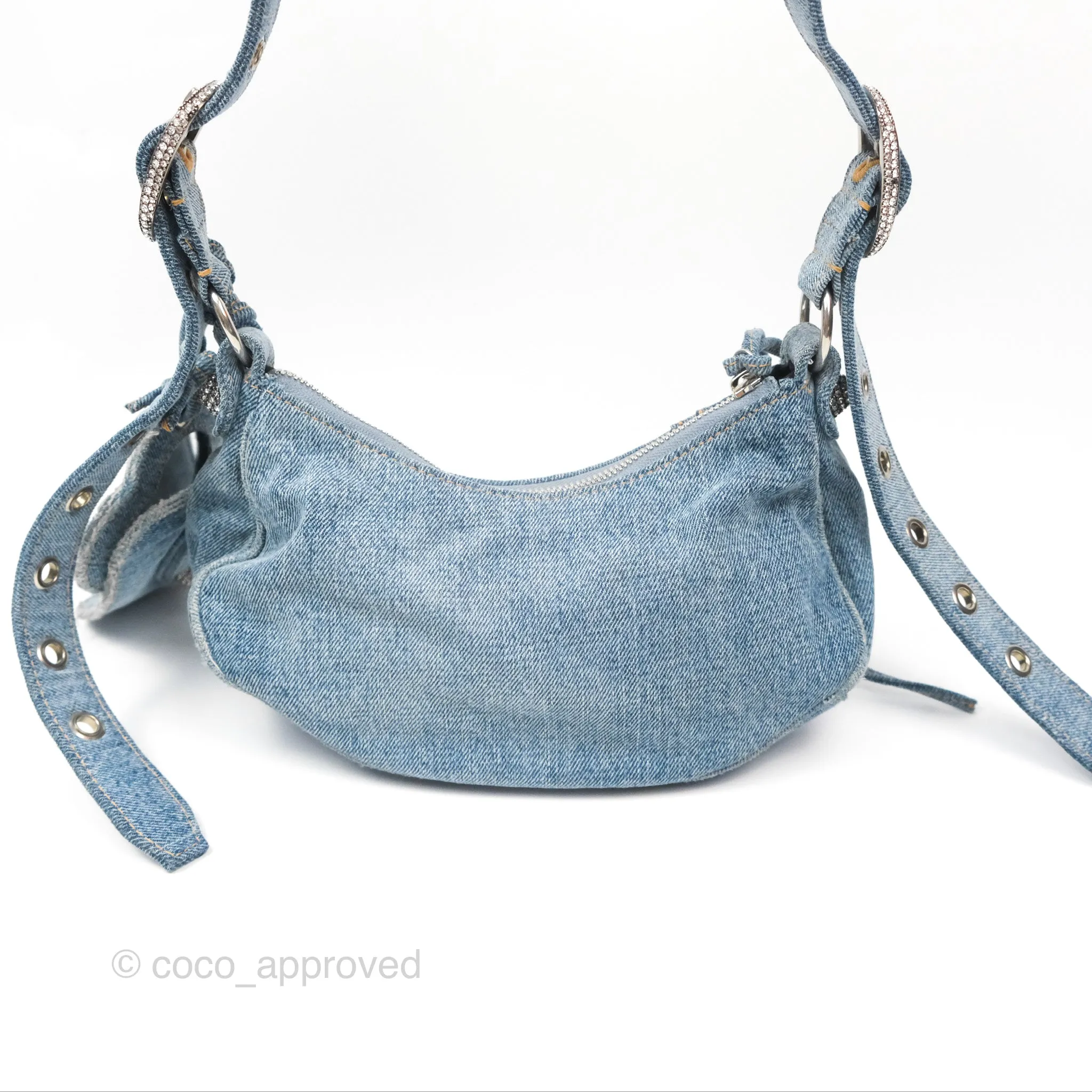 Balenciaga Le Cagole Small Embellished Denim Shoulder Bag