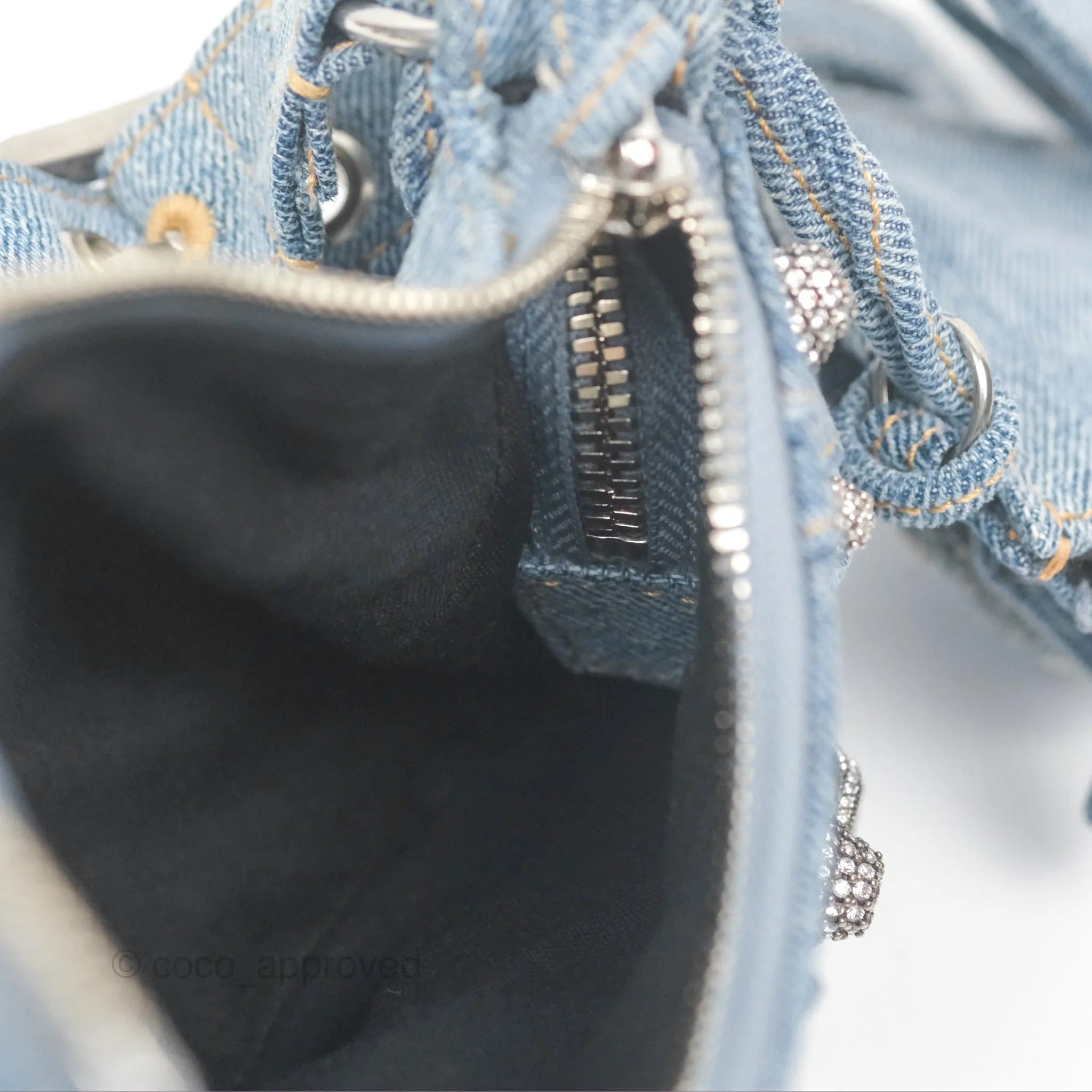 Balenciaga Le Cagole Small Embellished Denim Shoulder Bag