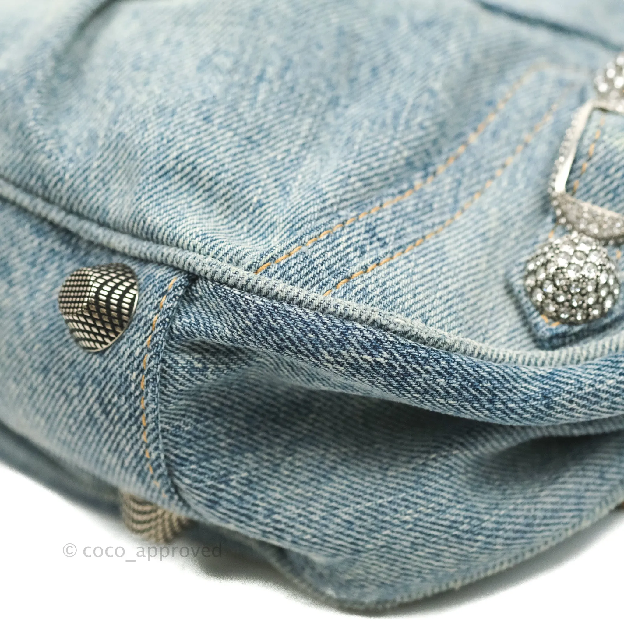 Balenciaga Le Cagole Small Embellished Denim Shoulder Bag