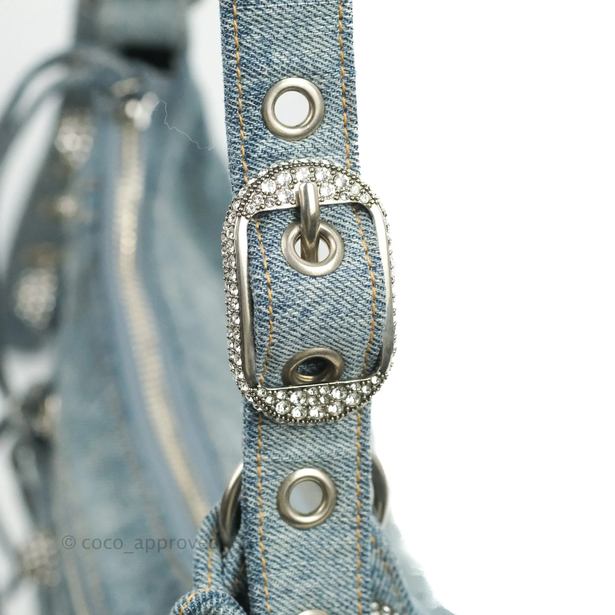 Balenciaga Le Cagole Small Embellished Denim Shoulder Bag
