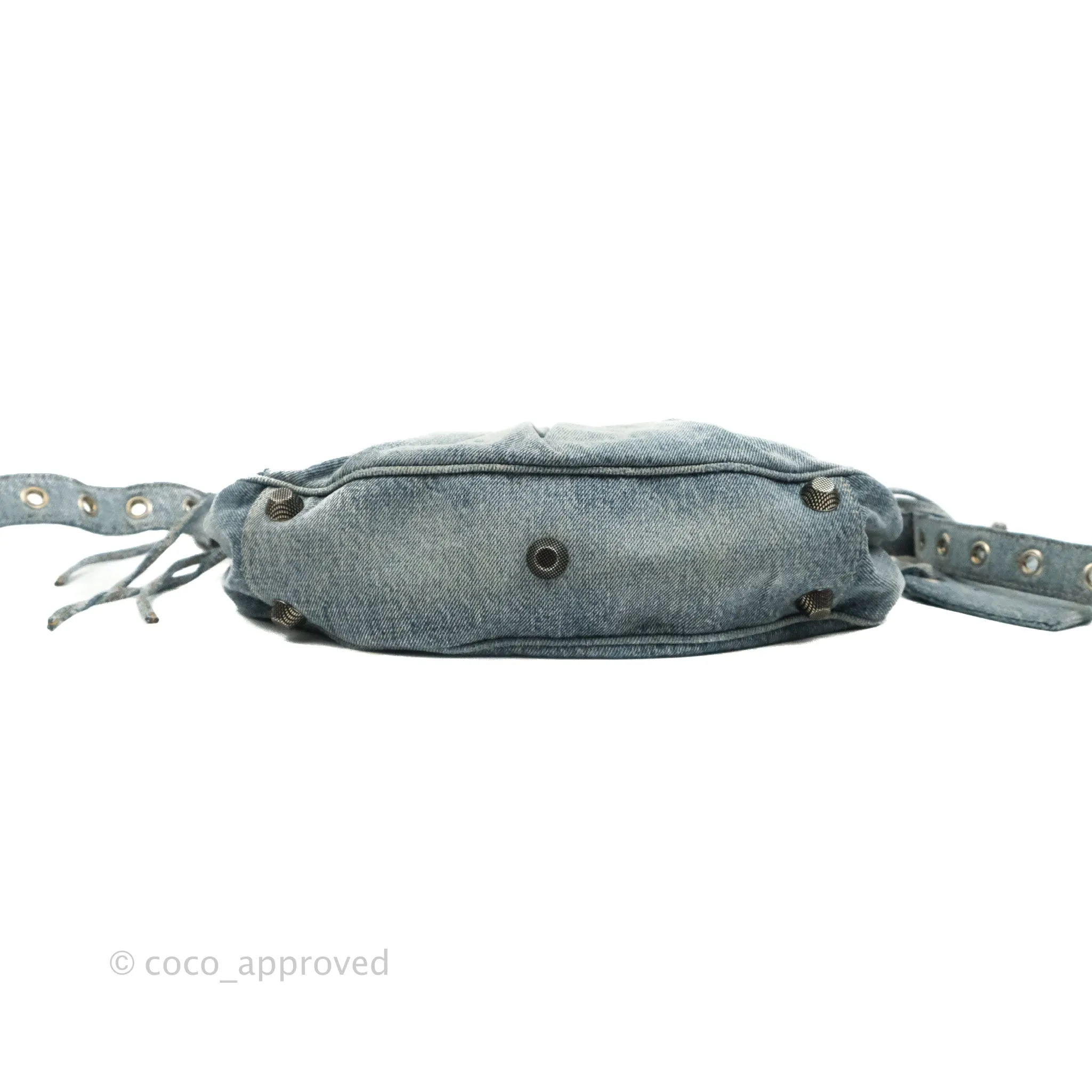 Balenciaga Le Cagole Small Embellished Denim Shoulder Bag