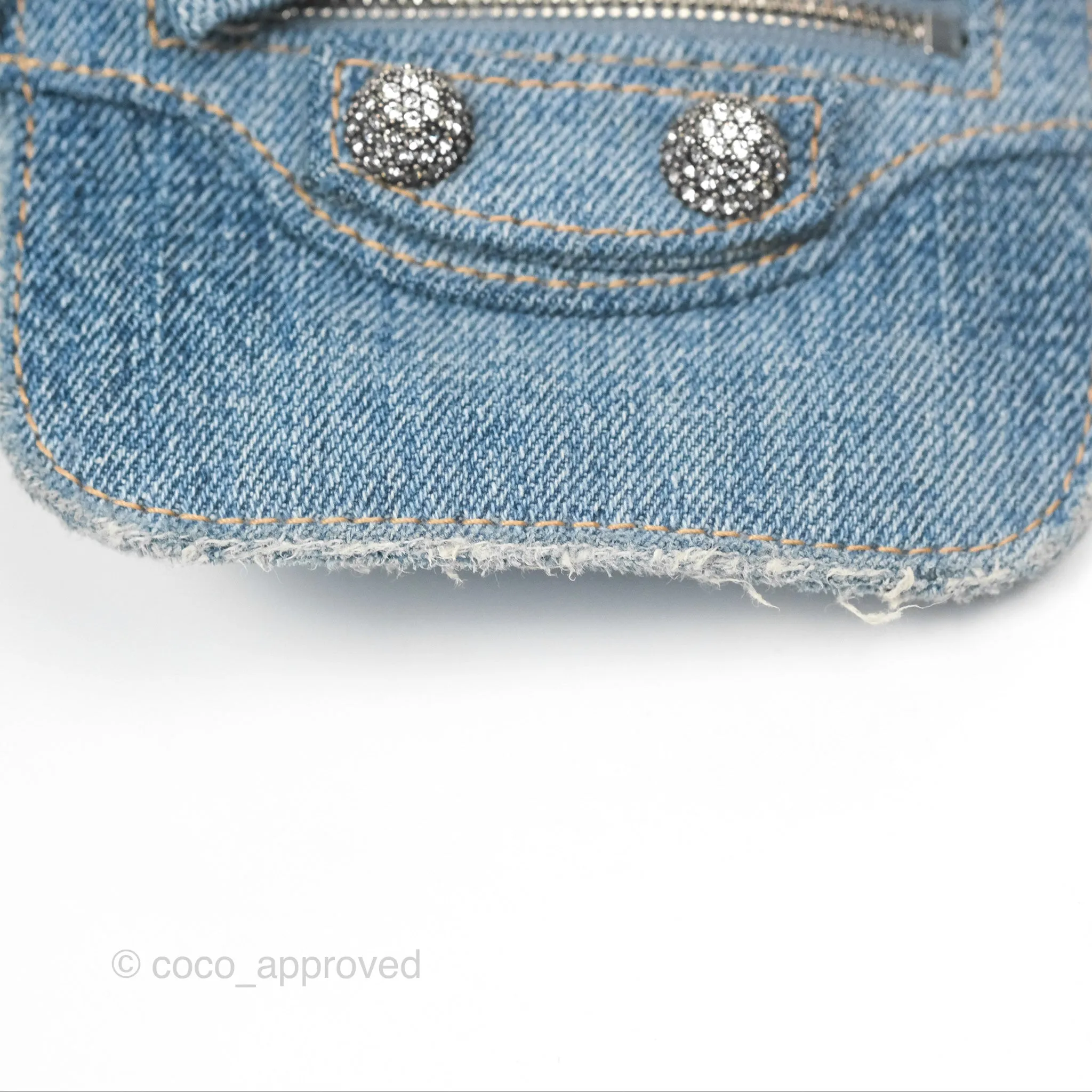 Balenciaga Le Cagole Small Embellished Denim Shoulder Bag