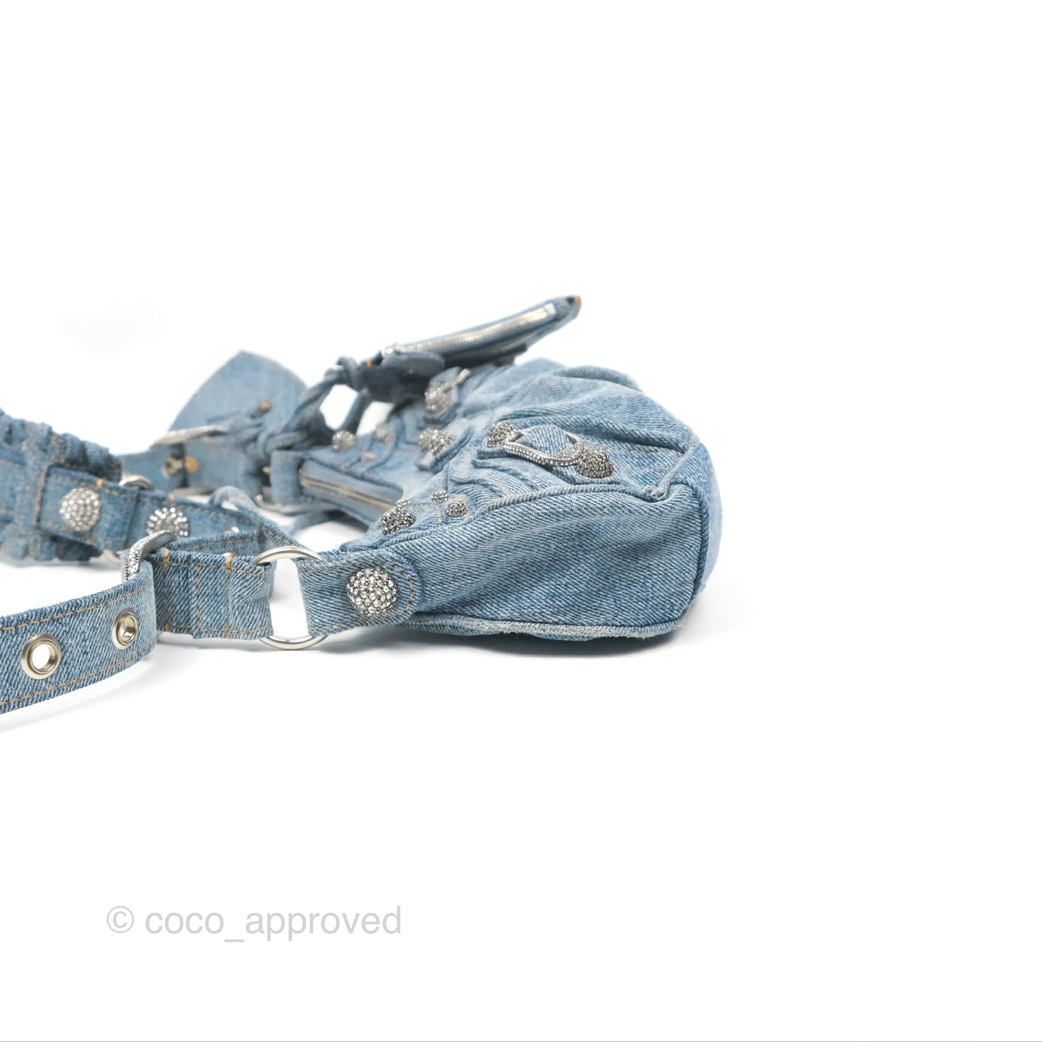 Balenciaga Le Cagole Small Embellished Denim Shoulder Bag