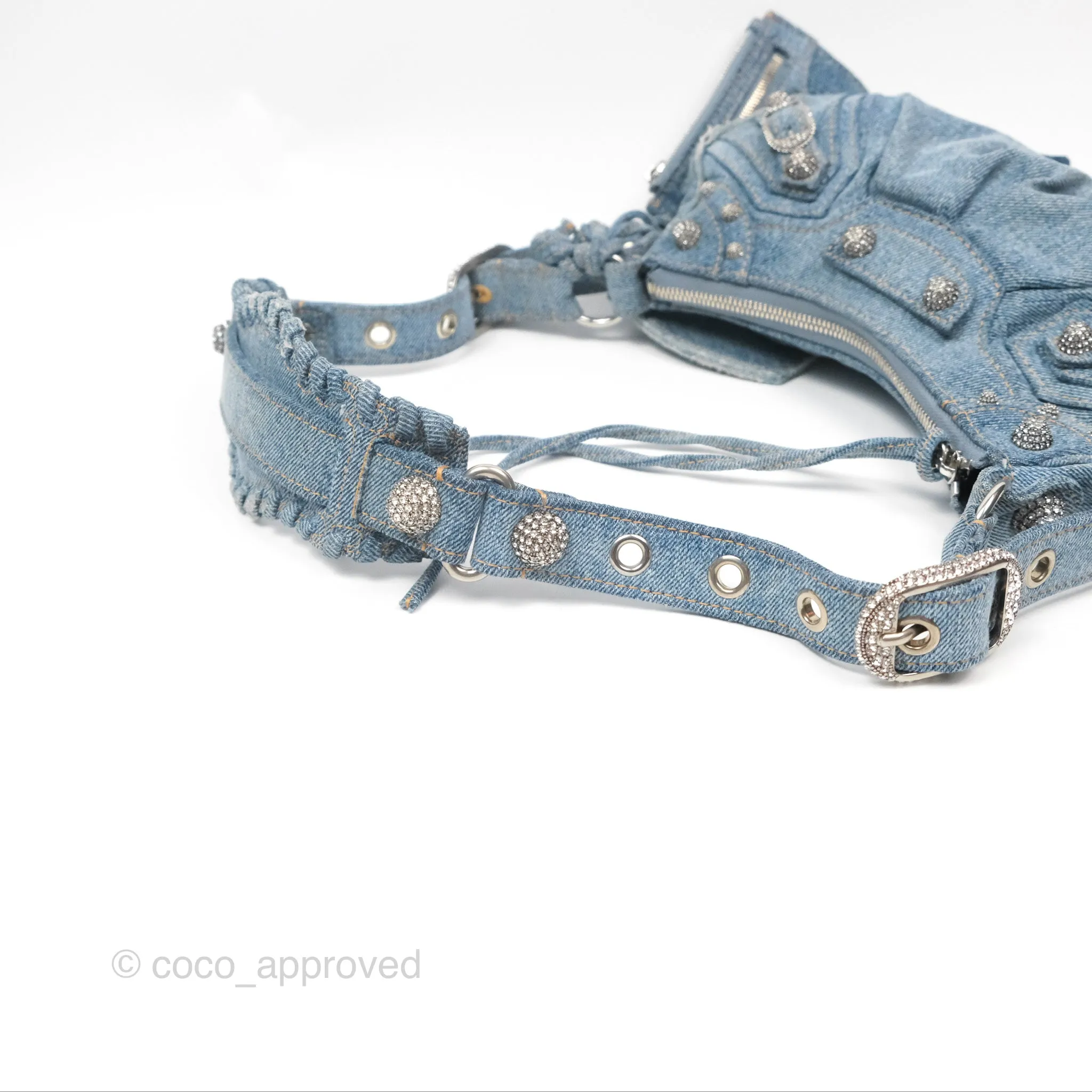 Balenciaga Le Cagole Small Embellished Denim Shoulder Bag